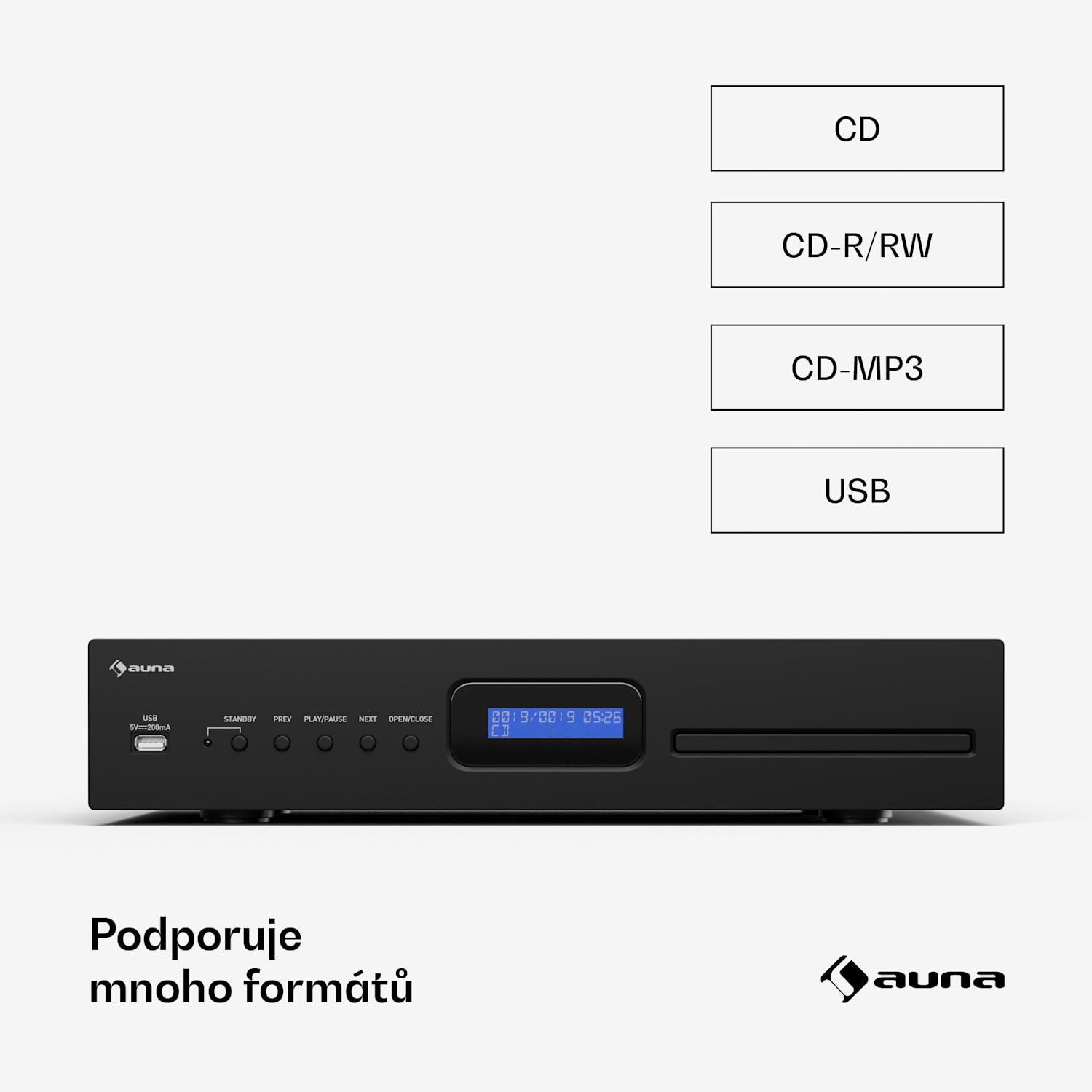 Art22 CD/MP3 přehrávač, HiFi přehrávač, CD, CD-R/RW, CD-MP3, Displej, Dálkové ovládání Černá