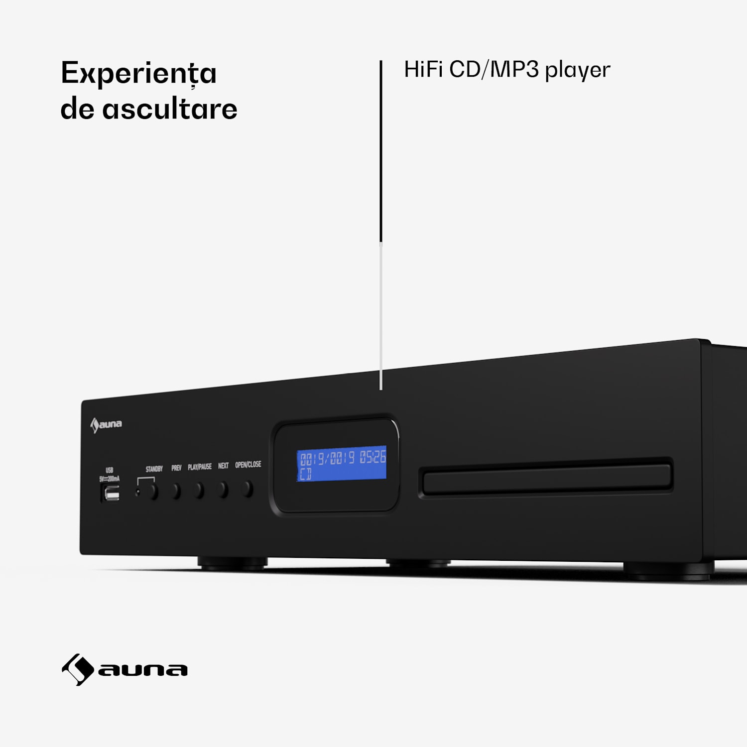 Art22 CD/MP3 player, HiFi player, CD, CD-R/RW, CD-MP3, Display, Telecomandă 