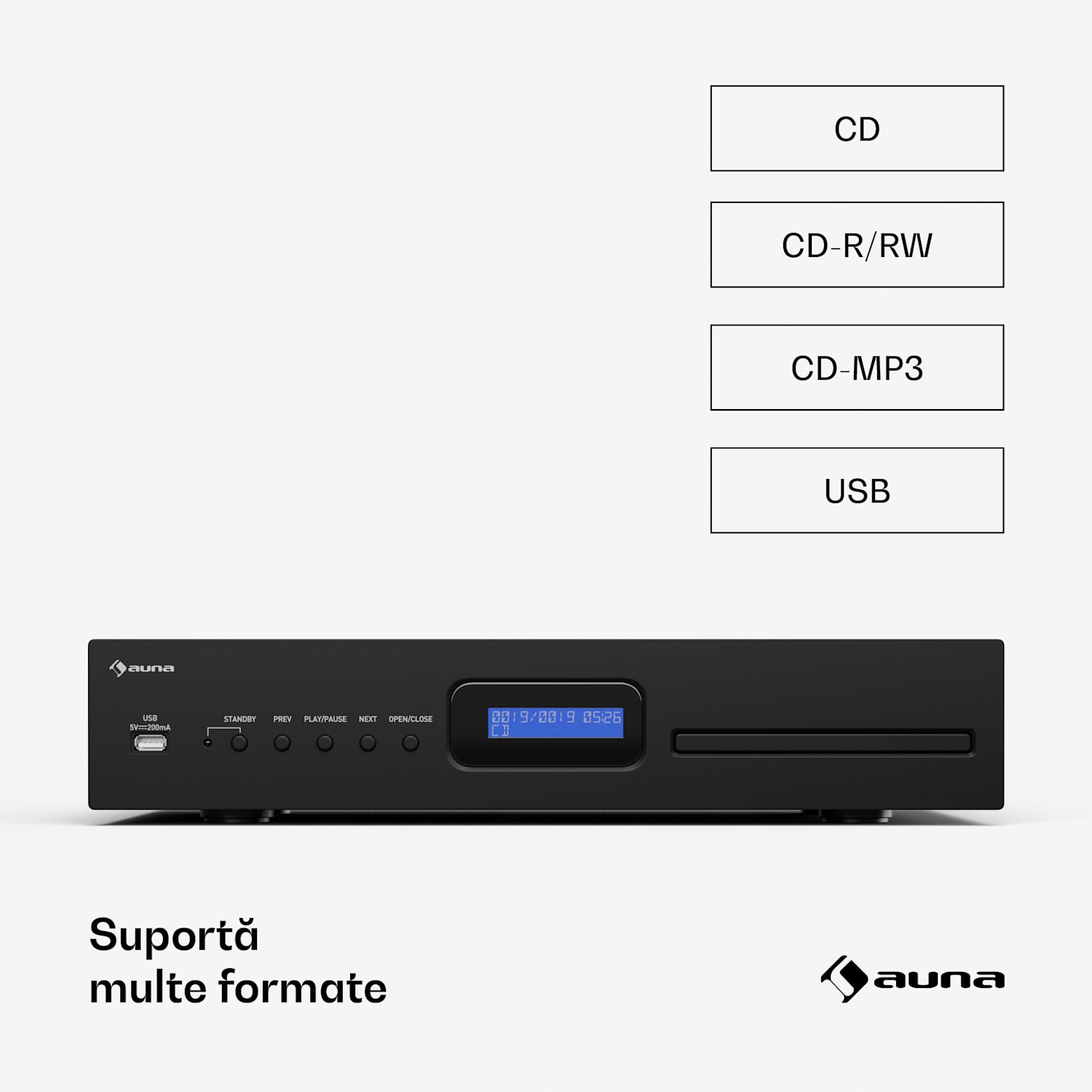 Art22 CD/MP3 player, HiFi player, CD, CD-R/RW, CD-MP3, Display, Telecomandă 