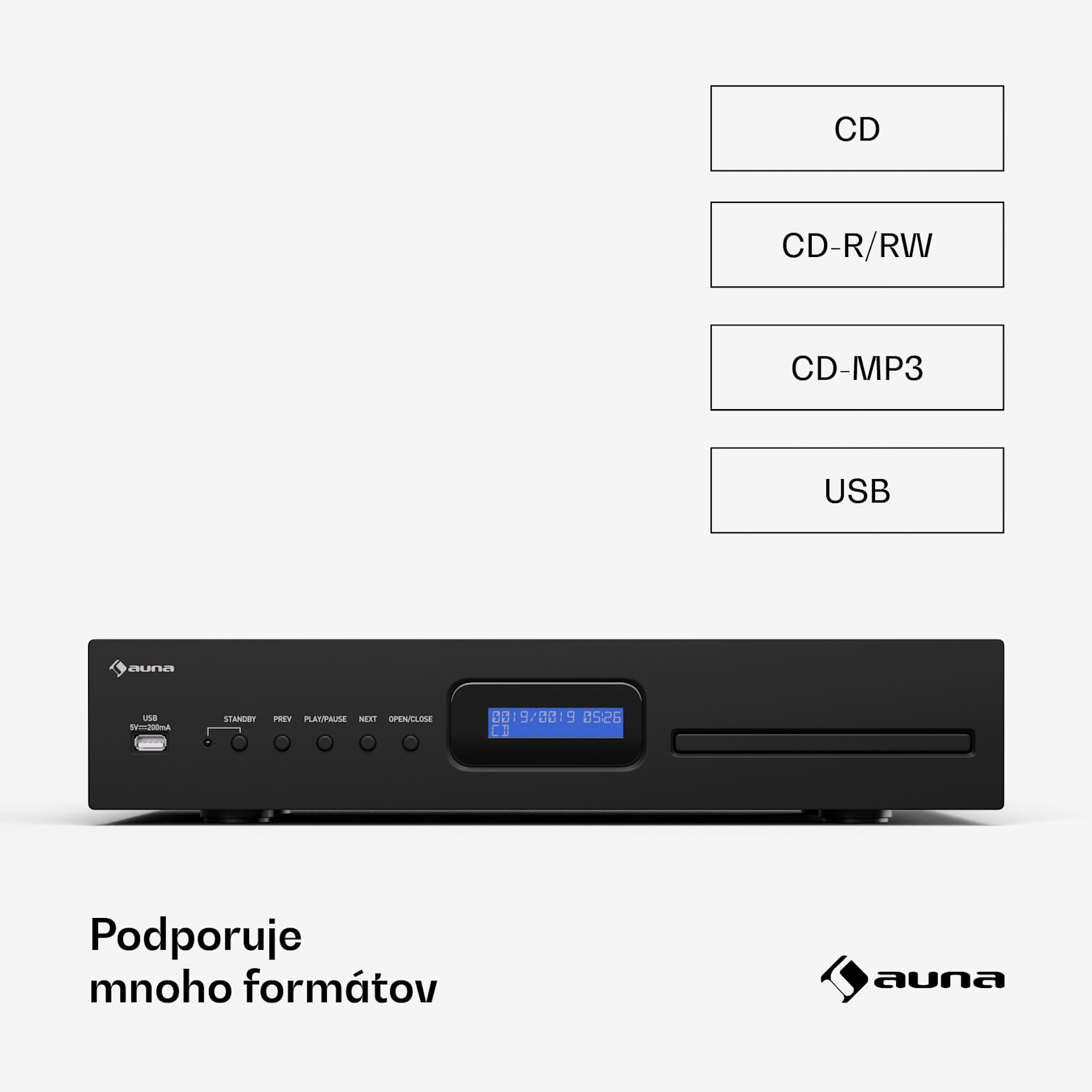 Art22 CD/MP3 prehrávač, HiFi prehrávač, CD, CD-R/RW, CD-MP3, Displej, Diaľkové ovládanie 