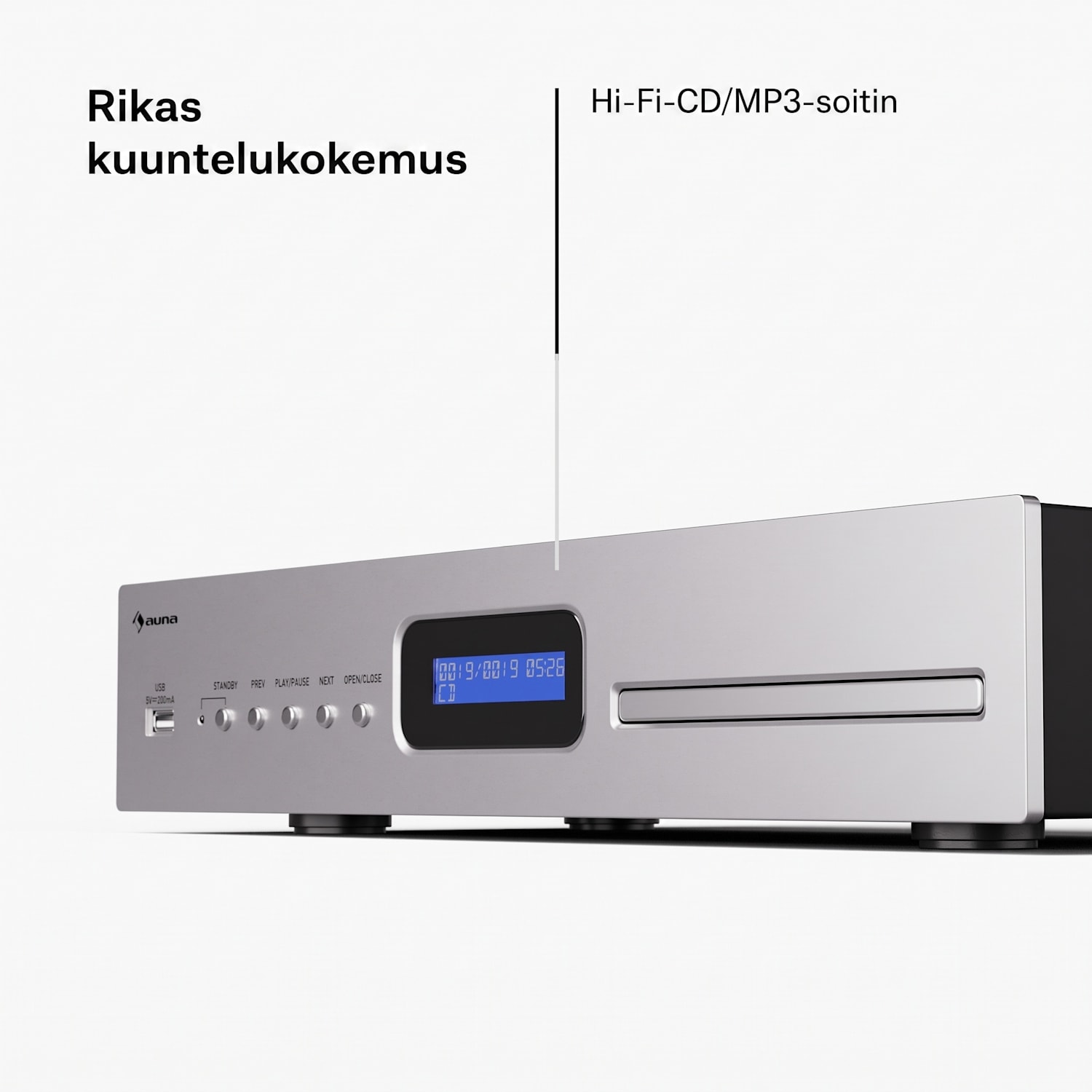 Art22 CD-soitin MP3 opt. | Hi-Fi-soitin | CD, CD-R/RW, CD-MP3 | näyttö | kaukosäädin Hopea