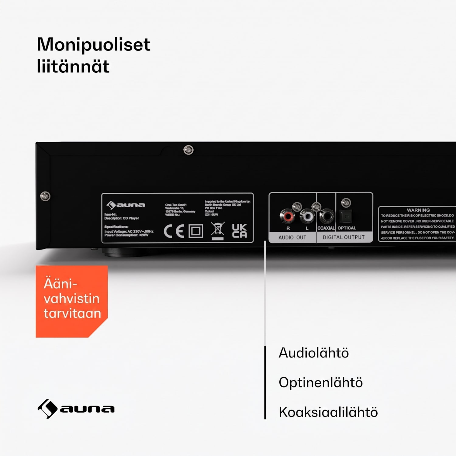 Art22 CD-soitin MP3 opt. | Hi-Fi-soitin | CD, CD-R/RW, CD-MP3 | näyttö | kaukosäädin Hopea