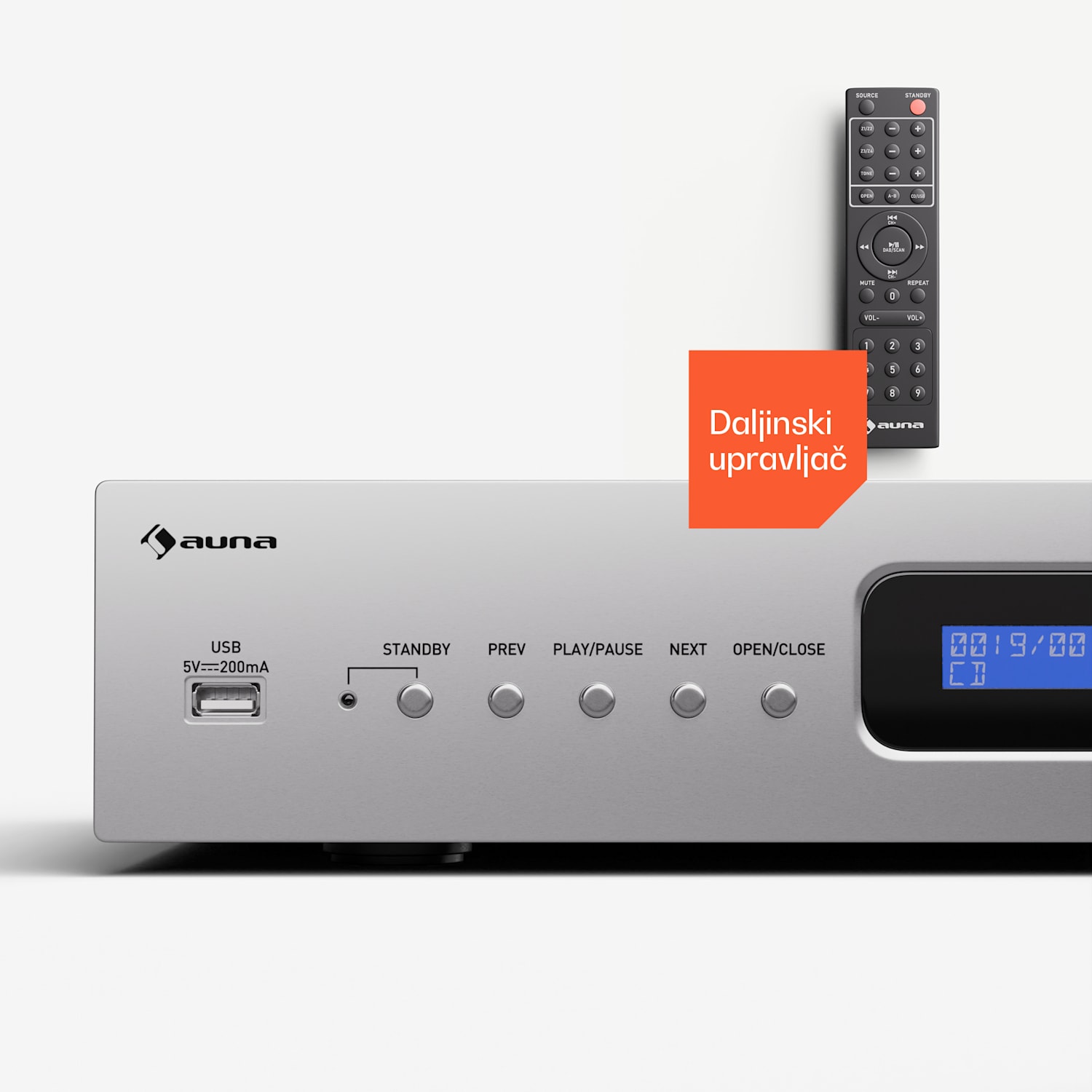 Art22 CD/MP3 player, HiFi player, CD, CD-R/RW, CD-MP3, Prikaz, Daljinski upravljač Srebro