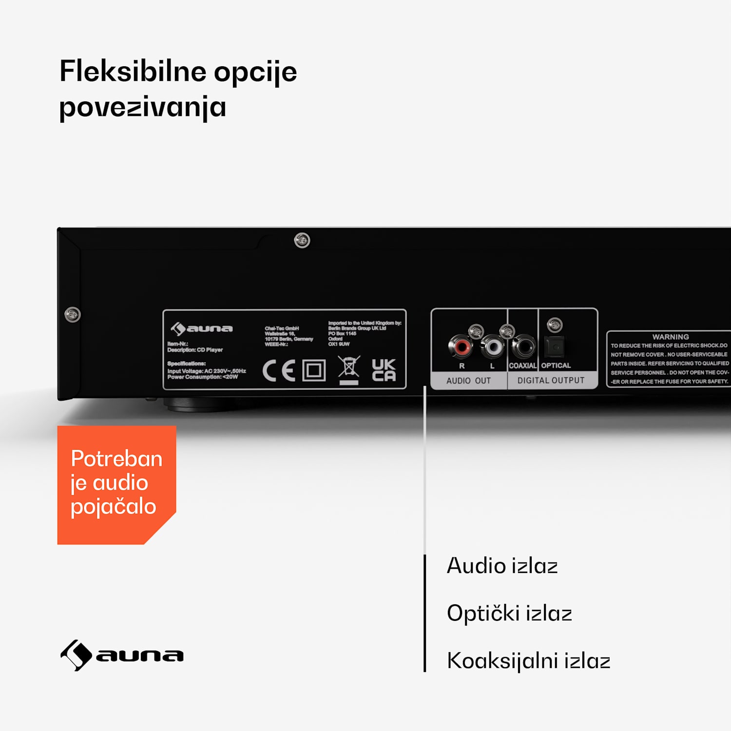 Art22 CD/MP3 player, HiFi player, CD, CD-R/RW, CD-MP3, Prikaz, Daljinski upravljač Srebro