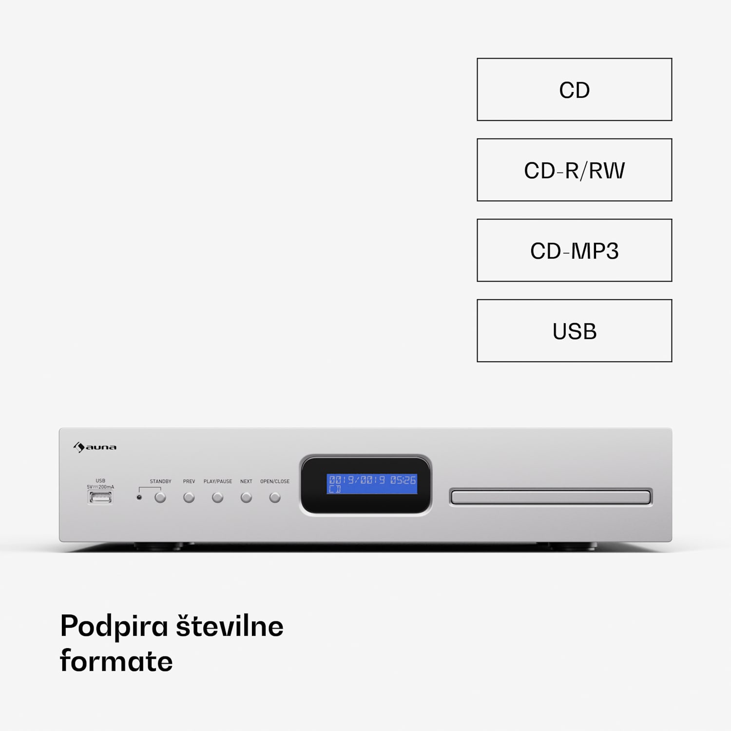 Art22 CD/MP3 predvajalnik, HiFi predvajalnik, CD, CD-R/RW, CD-MP3, Zaslon, Daljinski upravljalnik 