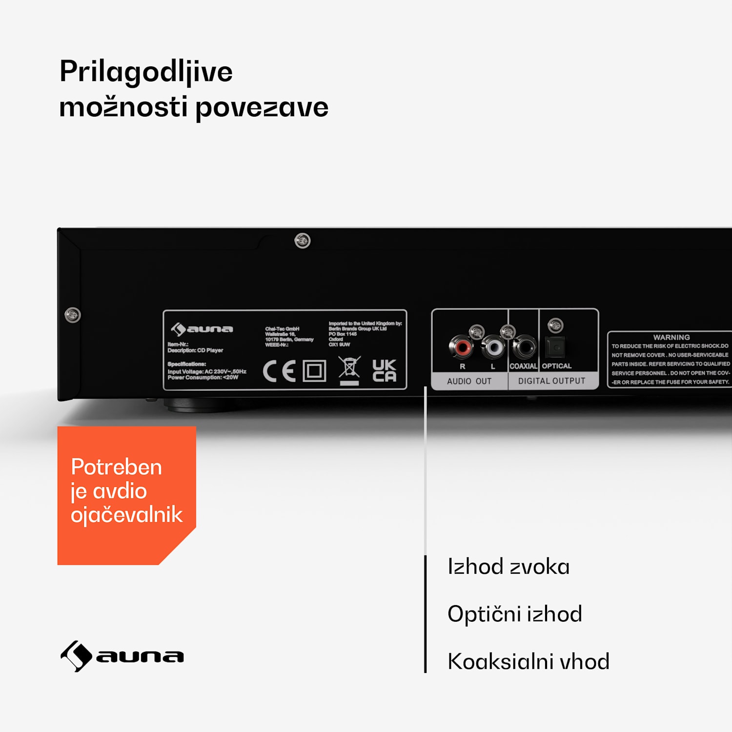 Art22 CD/MP3 predvajalnik, HiFi predvajalnik, CD, CD-R/RW, CD-MP3, Zaslon, Daljinski upravljalnik 