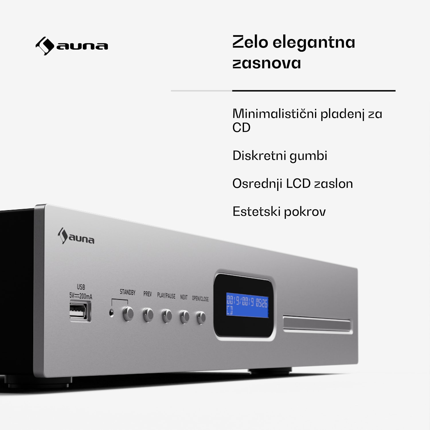 Art22 CD/MP3 predvajalnik, HiFi predvajalnik, CD, CD-R/RW, CD-MP3, Zaslon, Daljinski upravljalnik 