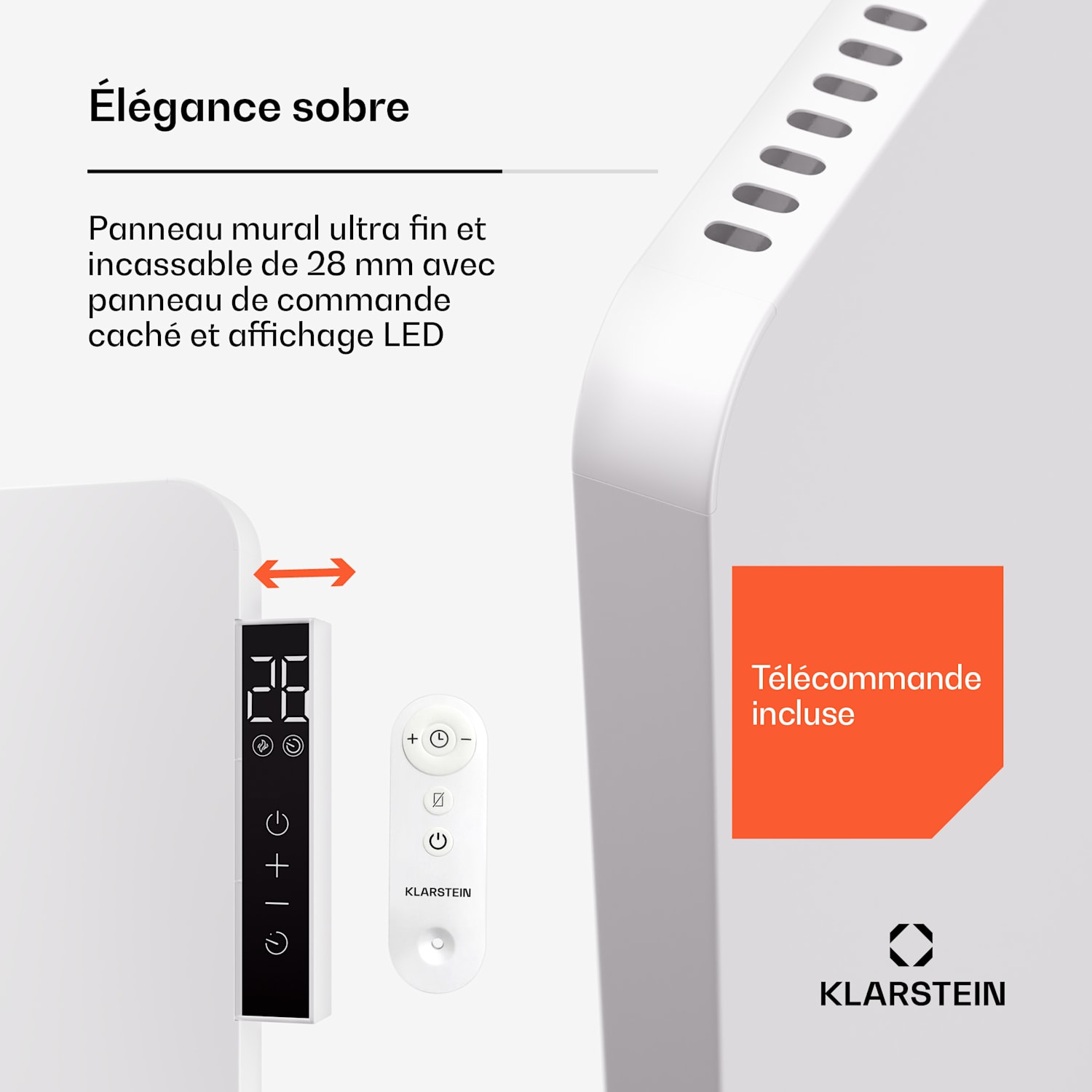 Wonderbeam 450 radiateur infrarouge hybride 60 x 60 cm 450 W minuterie hebdomadaire télécommande 450 W