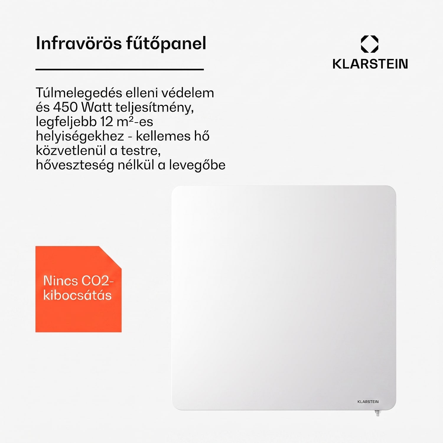 Wonderbeam 450 Hybride infravörös hősugárzó 60 x 60 cm 450 W Heti időzítő Távirányító 450 W