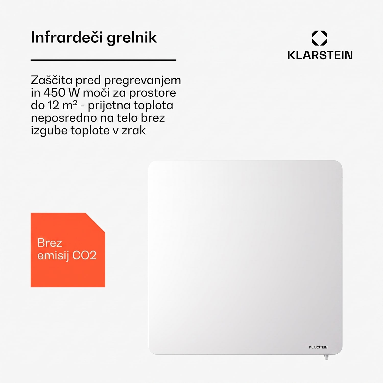 Wonderbeam 450 Hybride Infrardeči grelnik 60 x 60 cm 450 W Tedenski časovnik Daljinsko upravljanje 