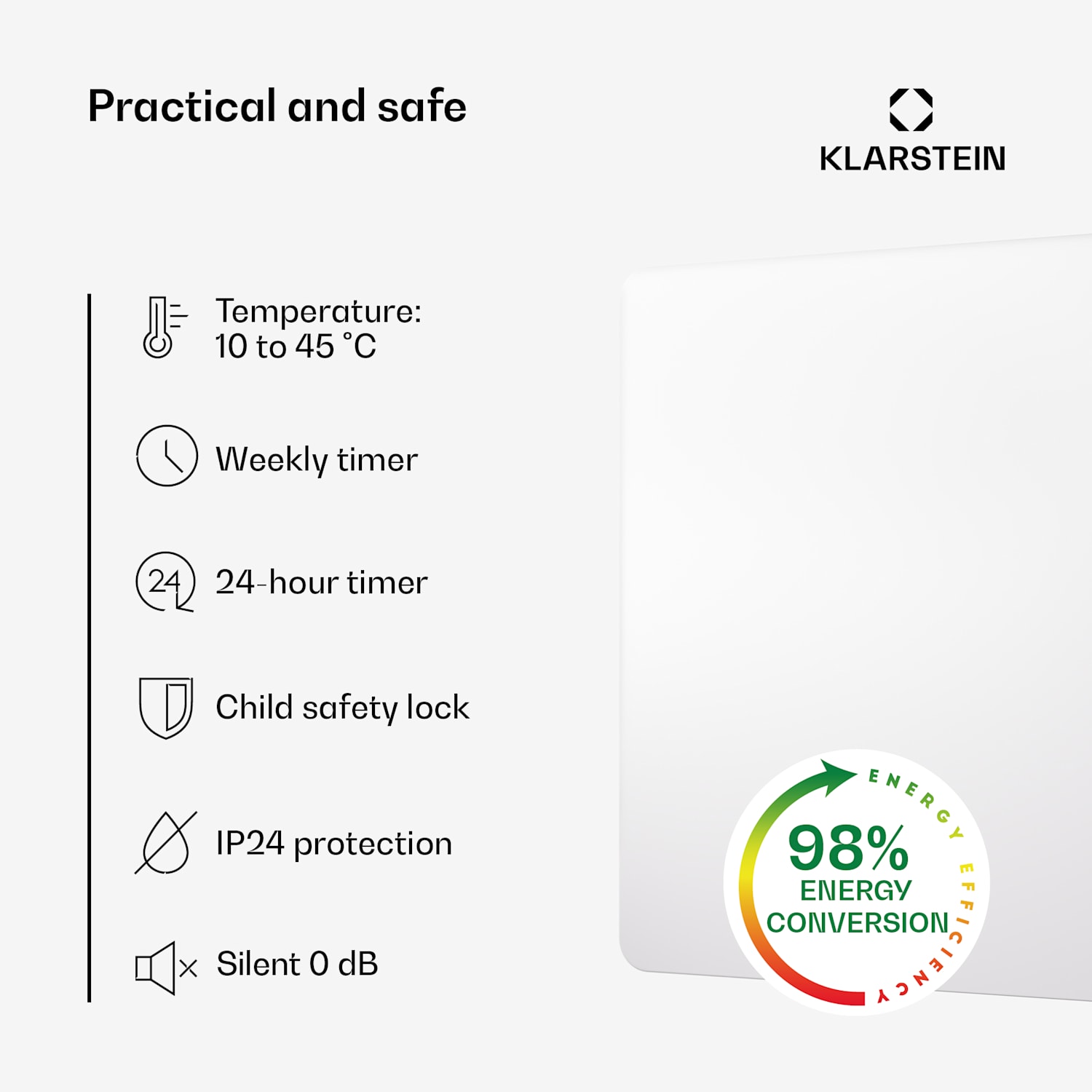 Wonderbeam 450 Hybride Infračervený ohrievač 60 x 60 cm 450 W Týždenný časovač Diaľkové ovládanie 450 W