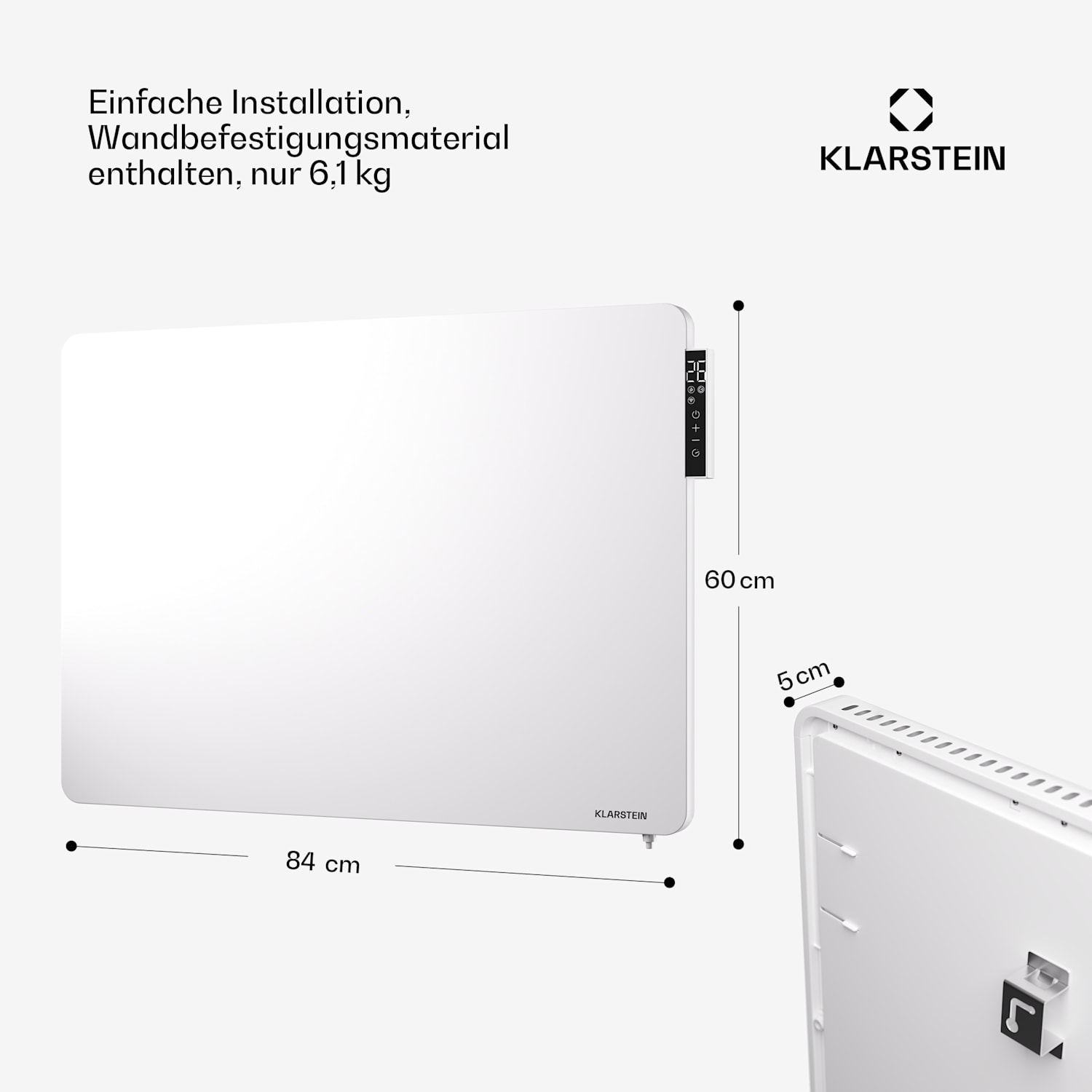 Wonderbeam 650 Hybride Infrarotheizung 60 x 84 cm 650W Wochentimer Fernbedienung 