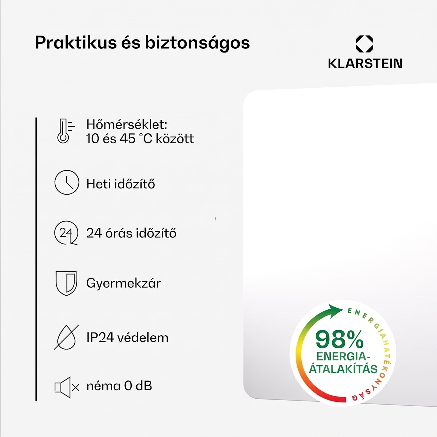 Wonderbeam 650 Hybride Infravörös hősugárzó 60 x 84 cm 650 W Heti időzítő Távirányító 650 W