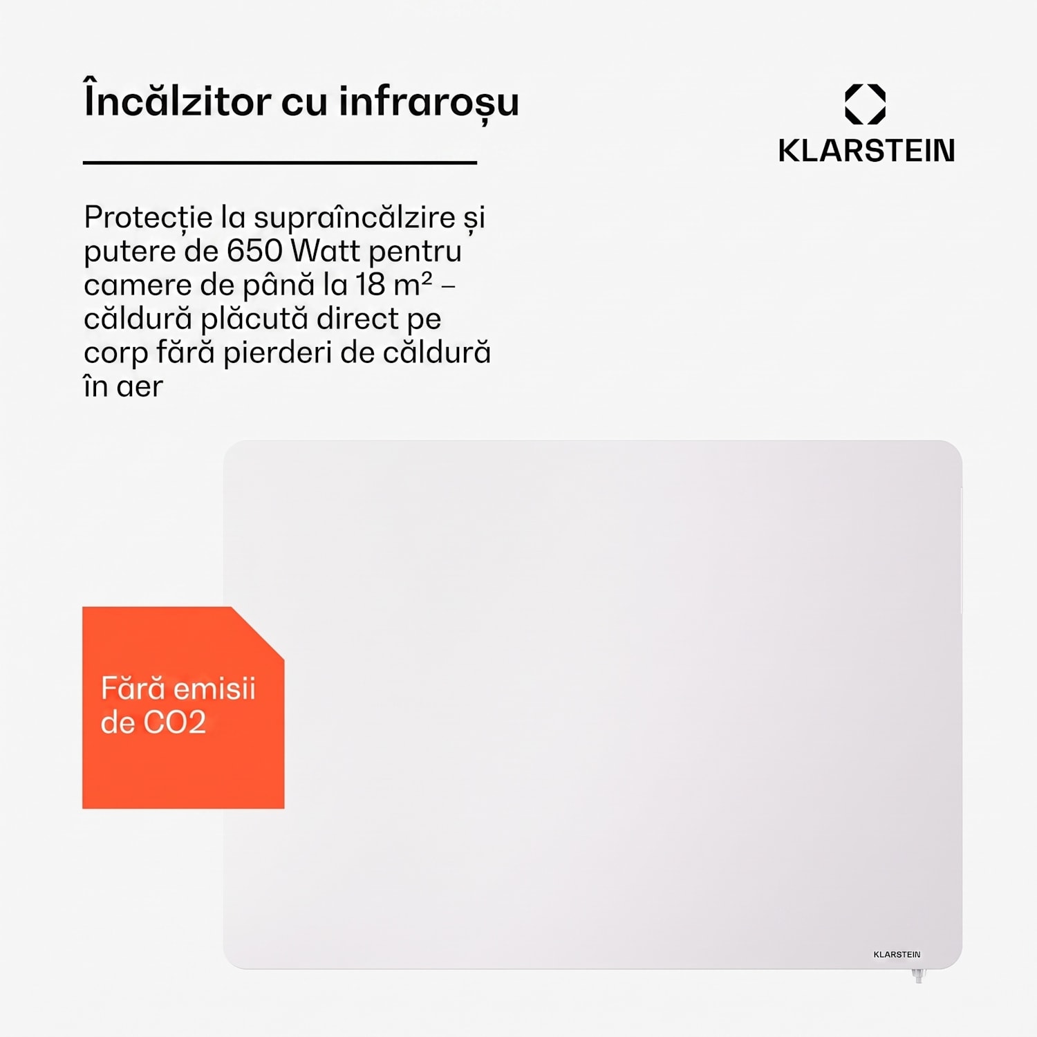 Wonderbeam 650 Hibrid Încălzitor cu infraroșu 60 x 84 cm 650 W, cronometru săptămânal, telecomandă. 650 W