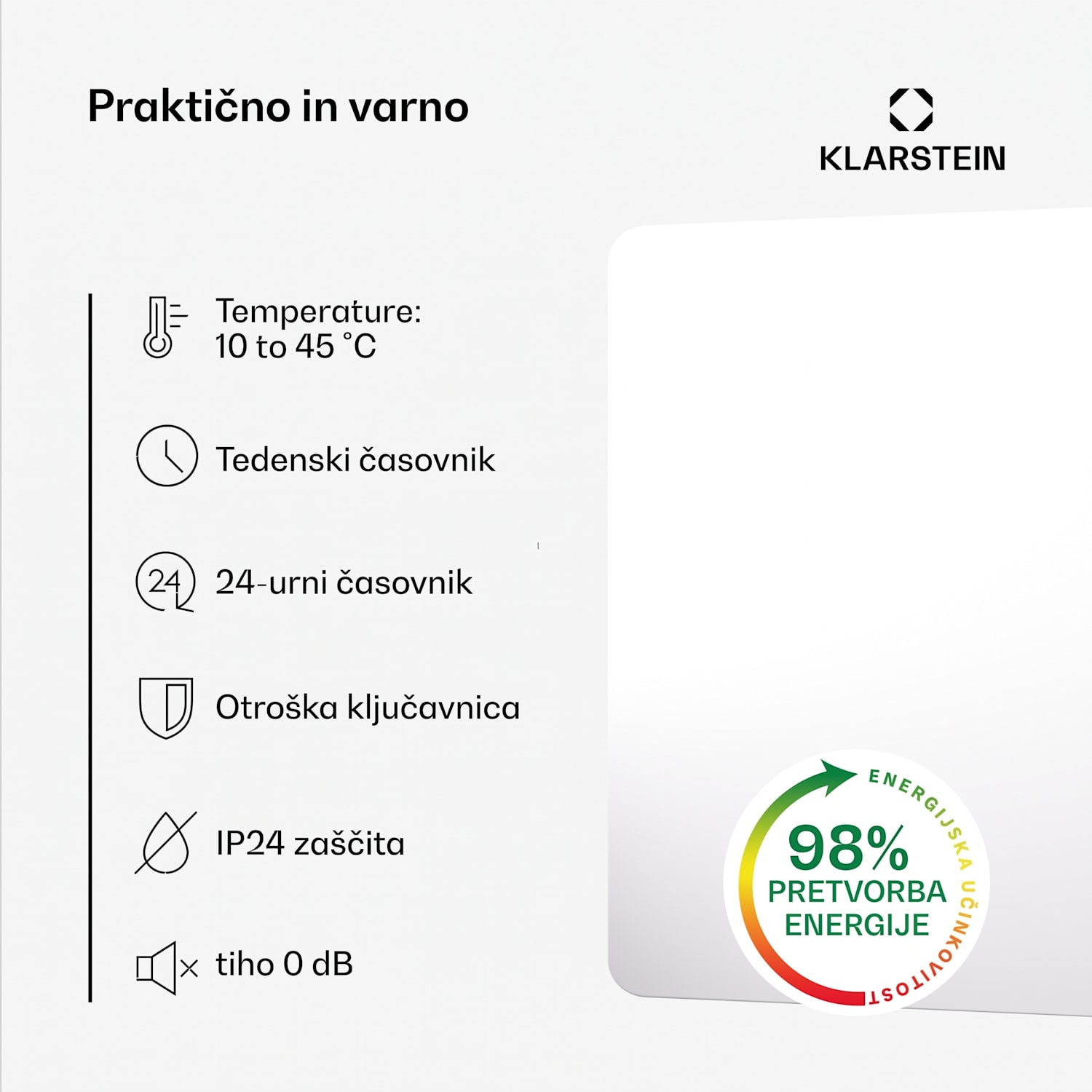 Wonderbeam 650 Hybride Infrardeči grelnik 60 x 84 cm 650 W Tedenski časovnik Daljinsko upravljanje 650 W