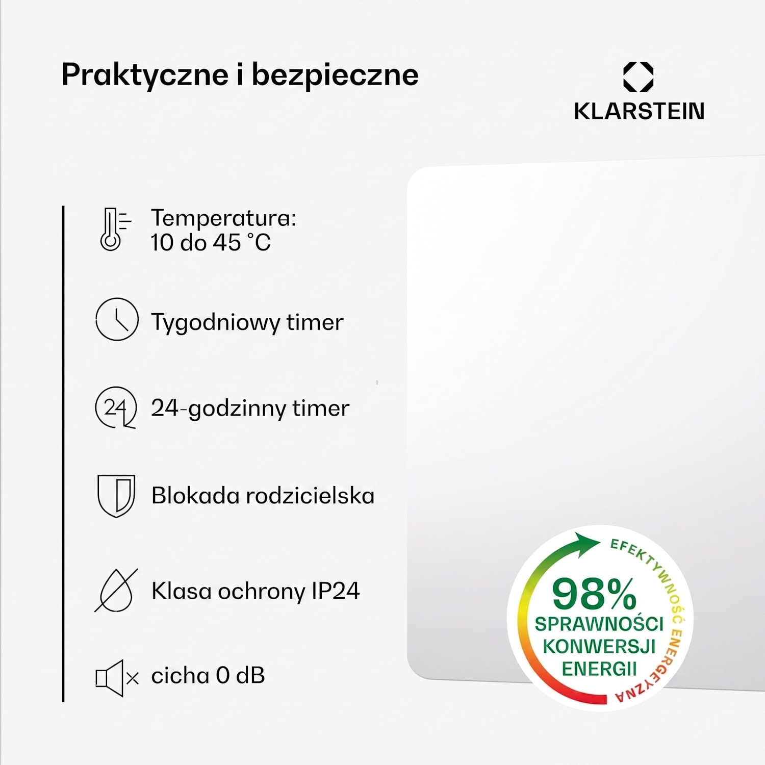 Wonderbeam 900 Hybride grzejnik na podczerwień 108 x 60 cm 900 W, timer tygodniowy pilot 900 W