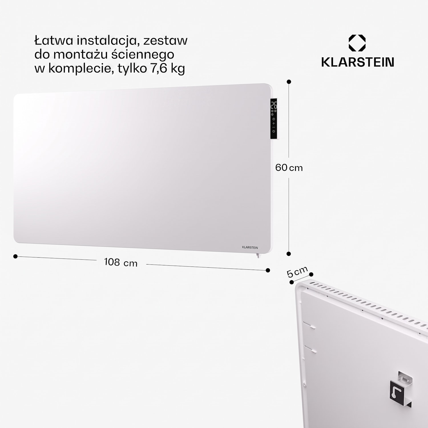 Wonderbeam 900 Hybride grzejnik na podczerwień 108 x 60 cm 900 W, timer tygodniowy pilot 900 W