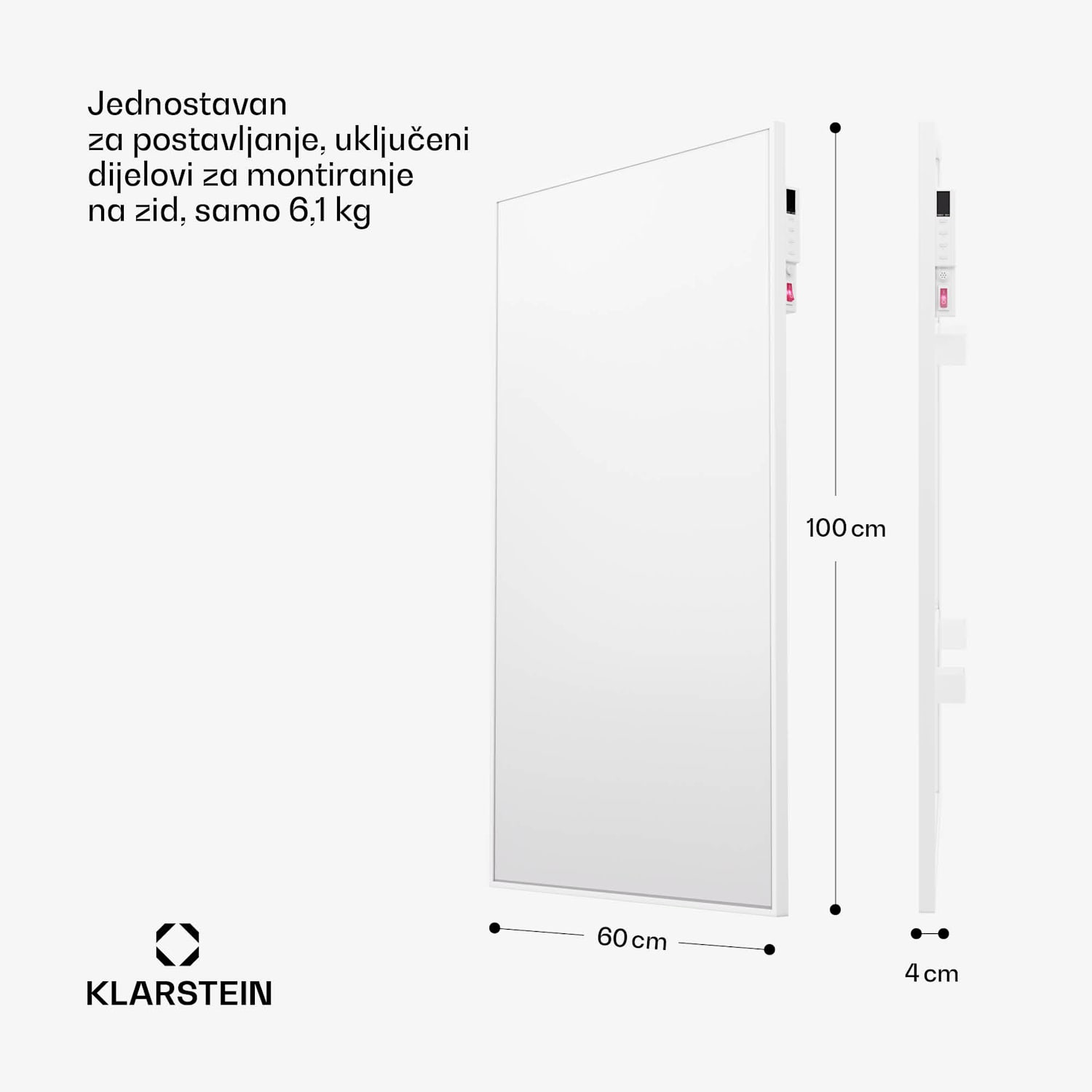 Wonderwall Air Smart 600, infracrvena grijalica, 60 x 100 cm, 600 W, aplikacija 60 x 100 cm | 600 W | Da