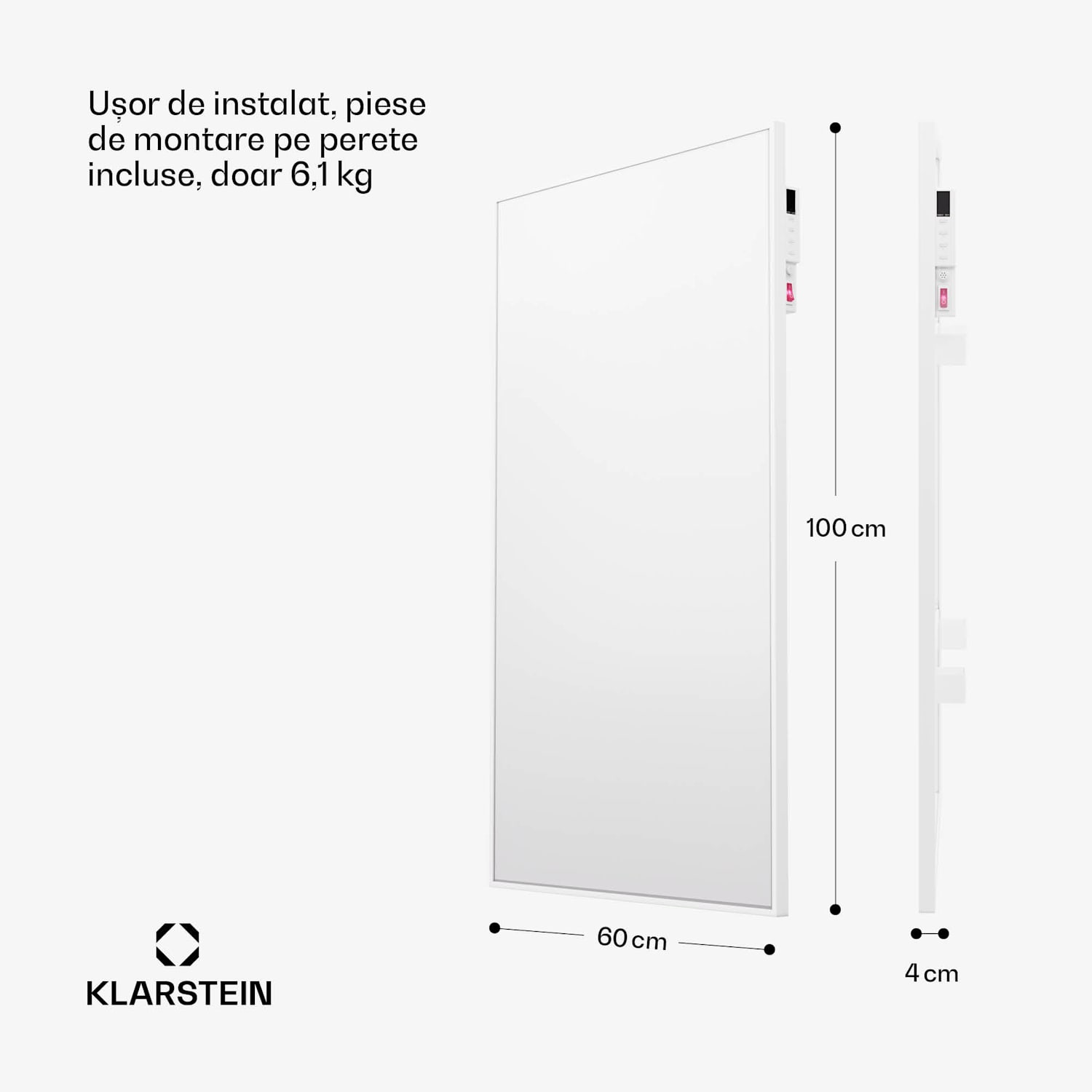 Wonderwall Air Smart 600, încălzitor cu infraroșu, 60 x 100 cm, 600 W, aplicație 60 x 100 cm | 600 W | Da