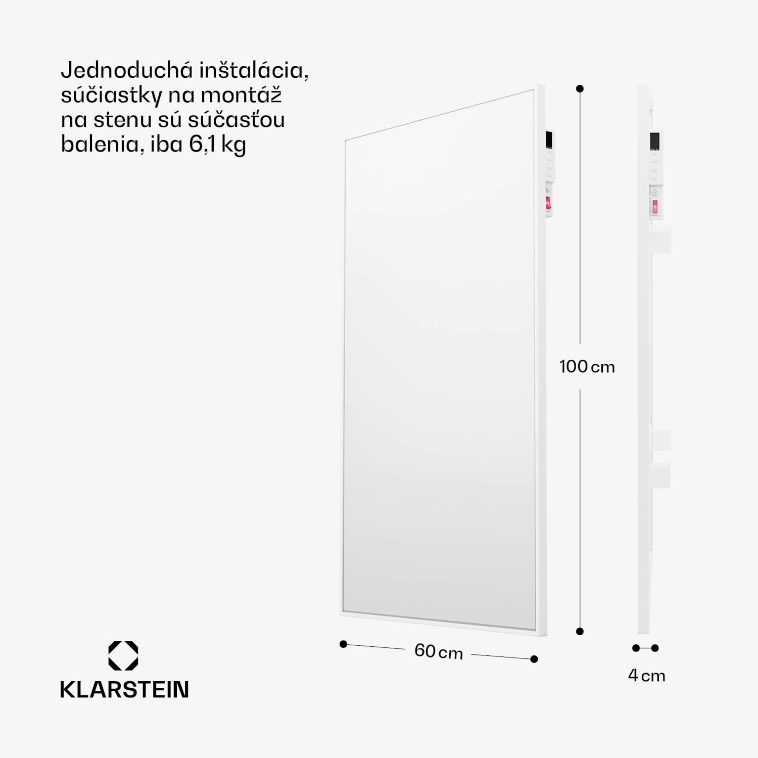 Wonderwall Air Smart 600, infračervený ohrievač, 60 x 100 cm, 600 W, aplikácia 60 x 100 cm | 600 W | Áno