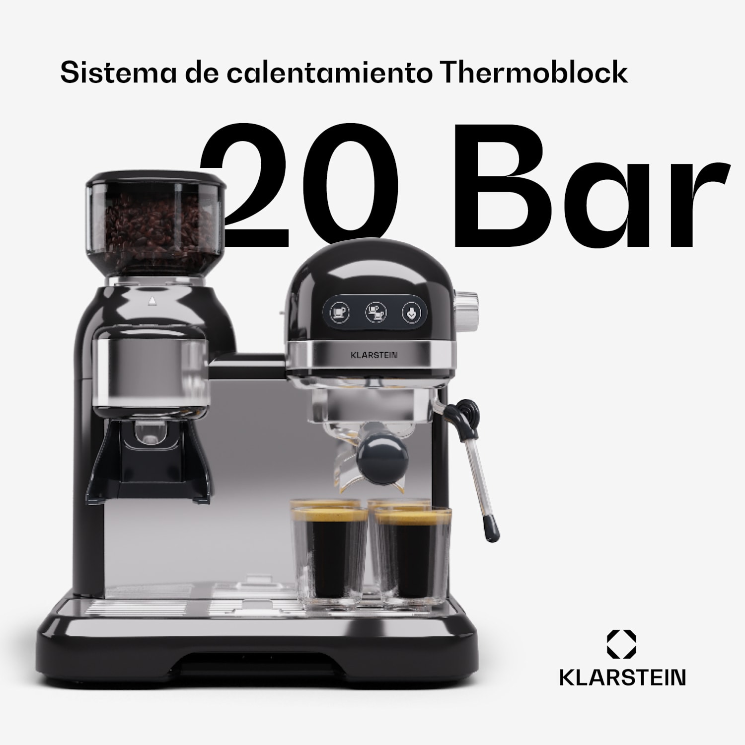 Cafetera espresso Bella Café con molinillo 1550W 20 bar 1,4 l  Negro