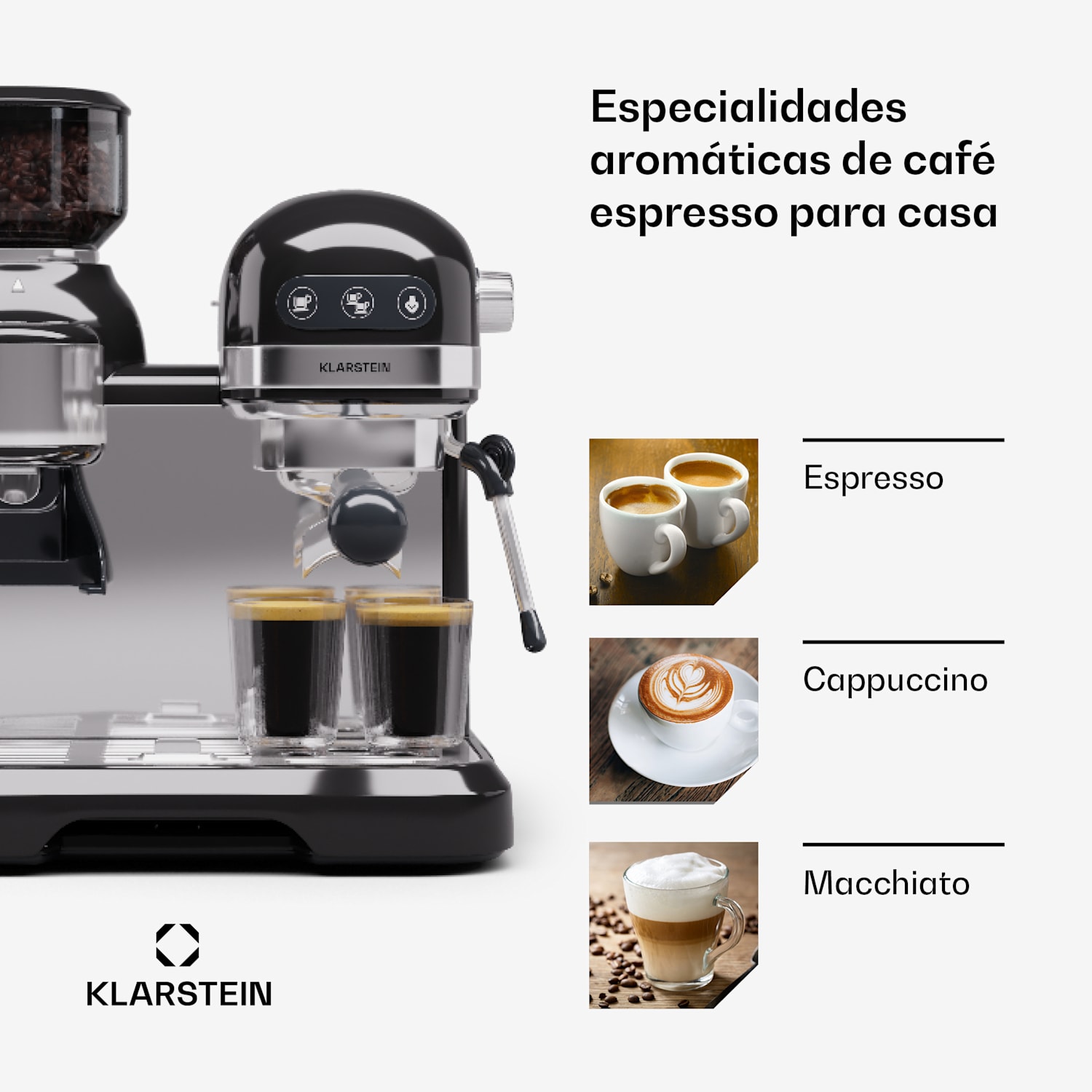 Cafetera espresso Bella Café con molinillo 1550W 20 bar 1,4 l  Negro