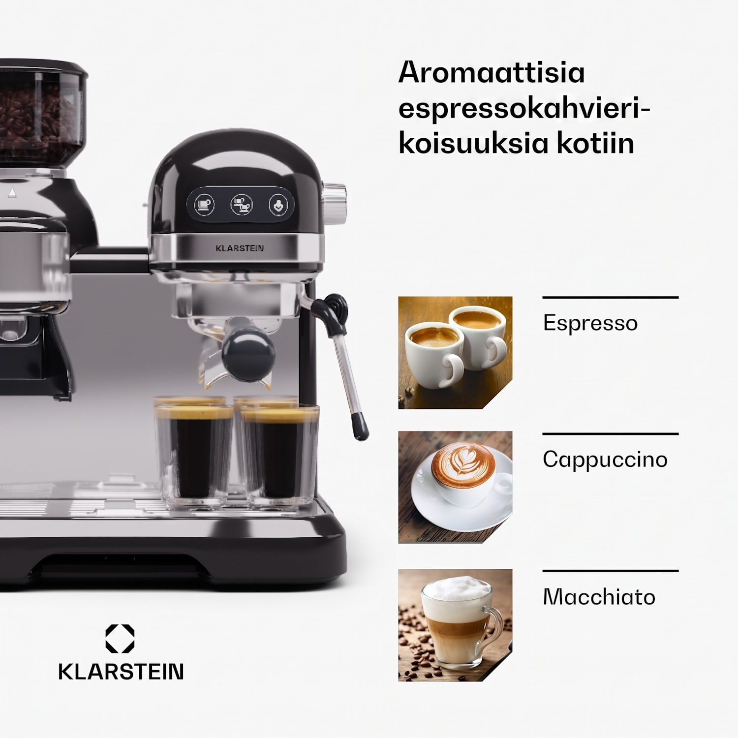 Bella Café espressokeitin sis. myllyn 1550 W 20 baaria 1,4 l  Musta
