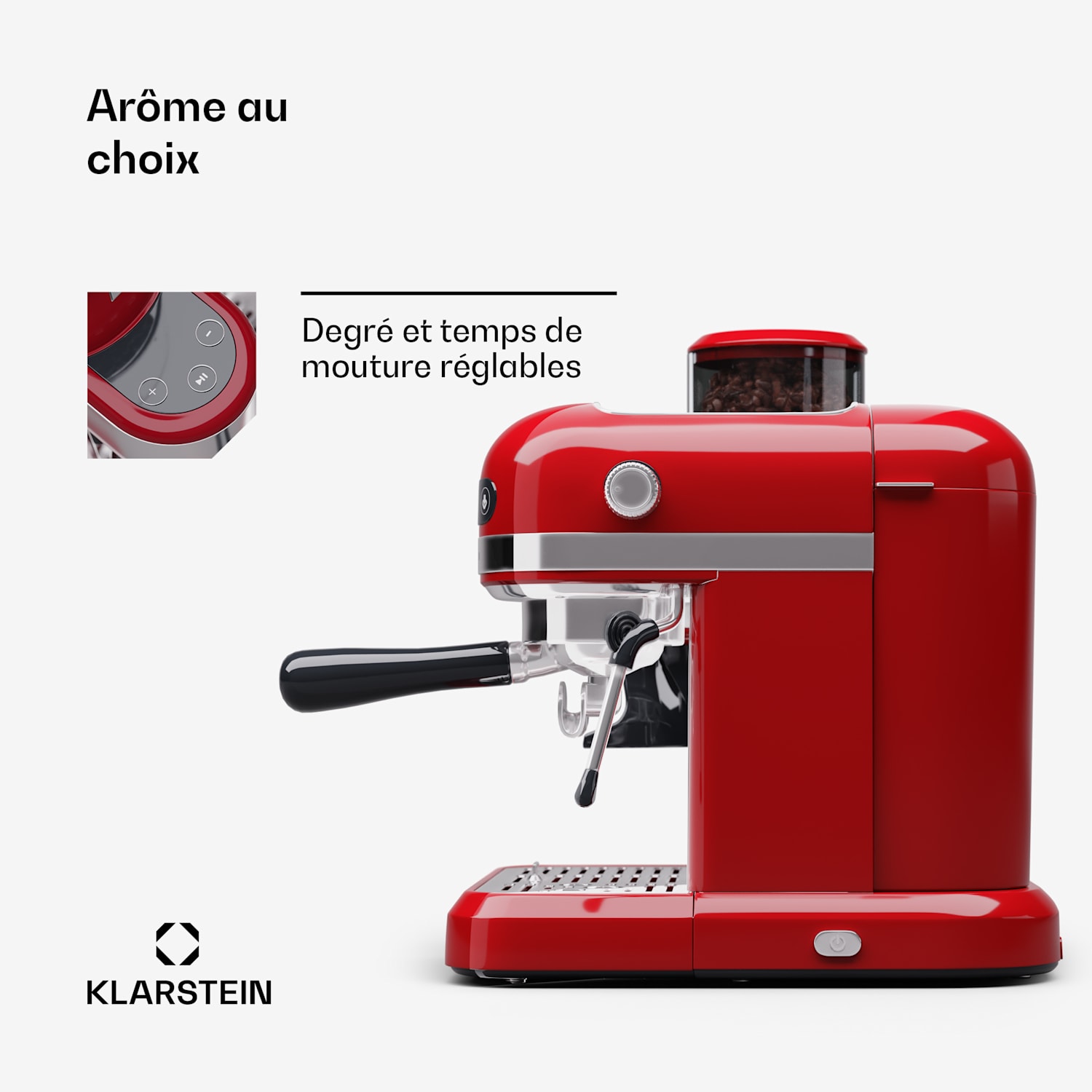 Machine à expresso Bella Café, avec broyeur 1550 W 20 bars 1,4 l  Rouge