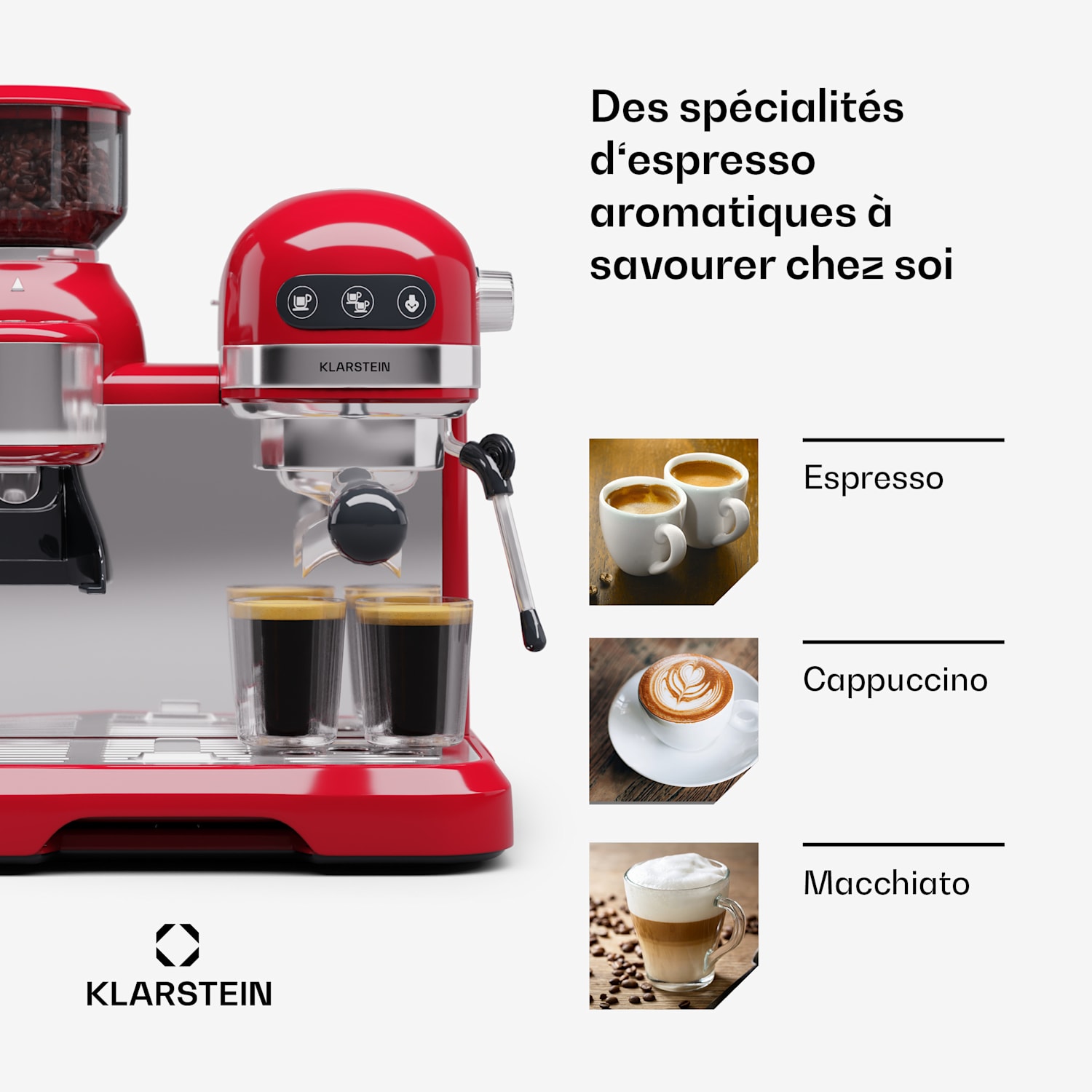 Machine à expresso Bella Café, avec broyeur 1550 W 20 bars 1,4 l  Rouge