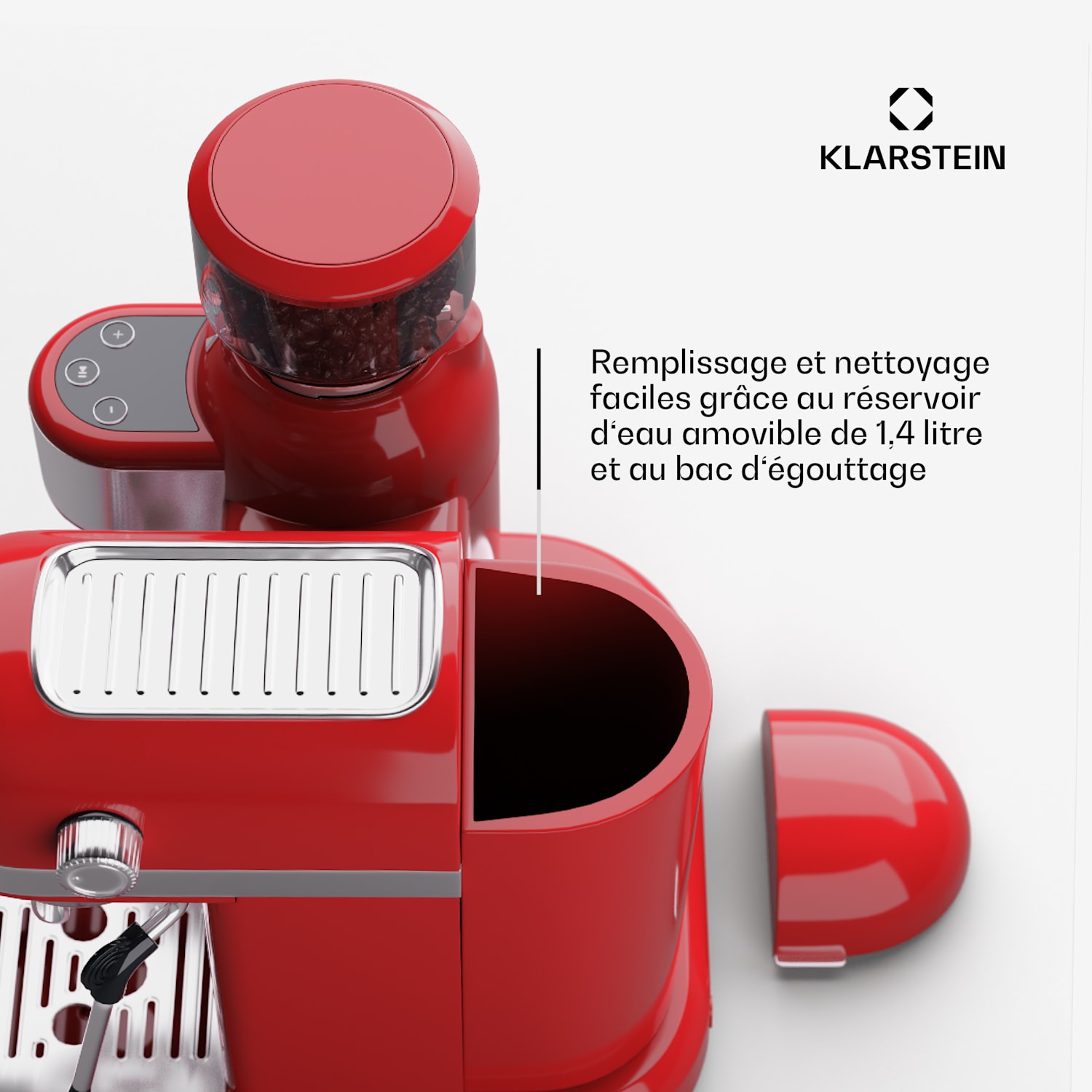 Machine à expresso Bella Café, avec broyeur 1550 W 20 bars 1,4 l  Rouge