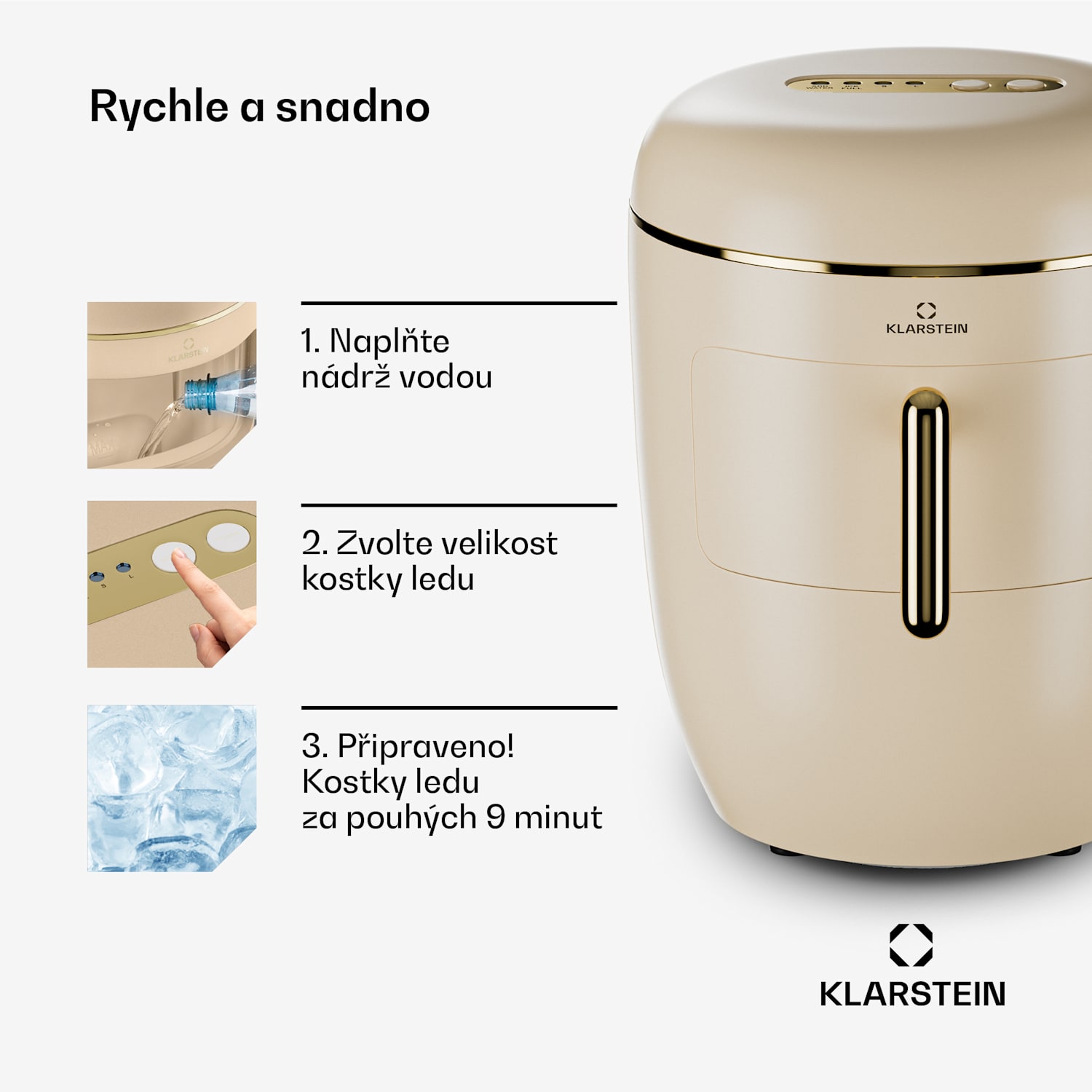 Passau , výrobník ledu, 15 kg/24 h, 2 velikosti, Auto-Clean 2,3 ltr | Krémová