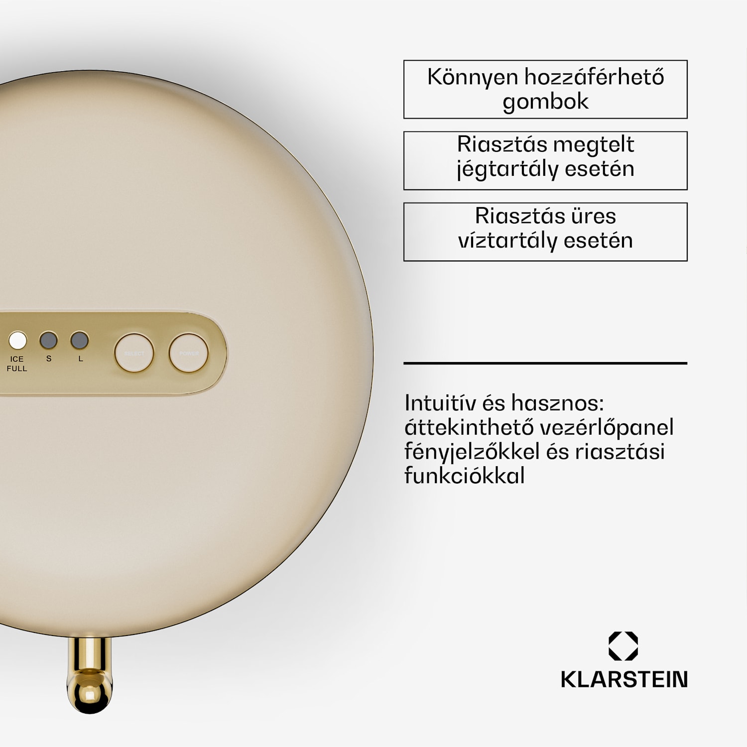 Passau, jégkocka készítő, 2 méret, 15 kg /24 h, Auto-Clean 2,3 ltr | Krém