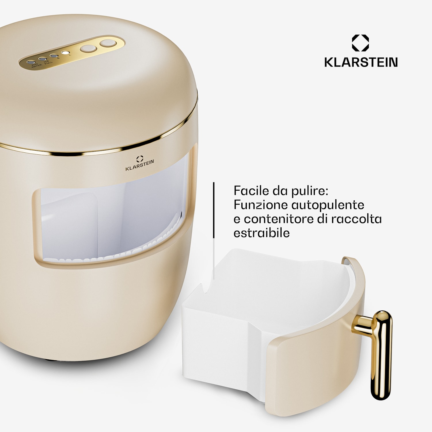 Macchina per ghiaccio Passau 2 dimensioni 15 kg/24 h Auto-Clean 2,3 ltr | Crema