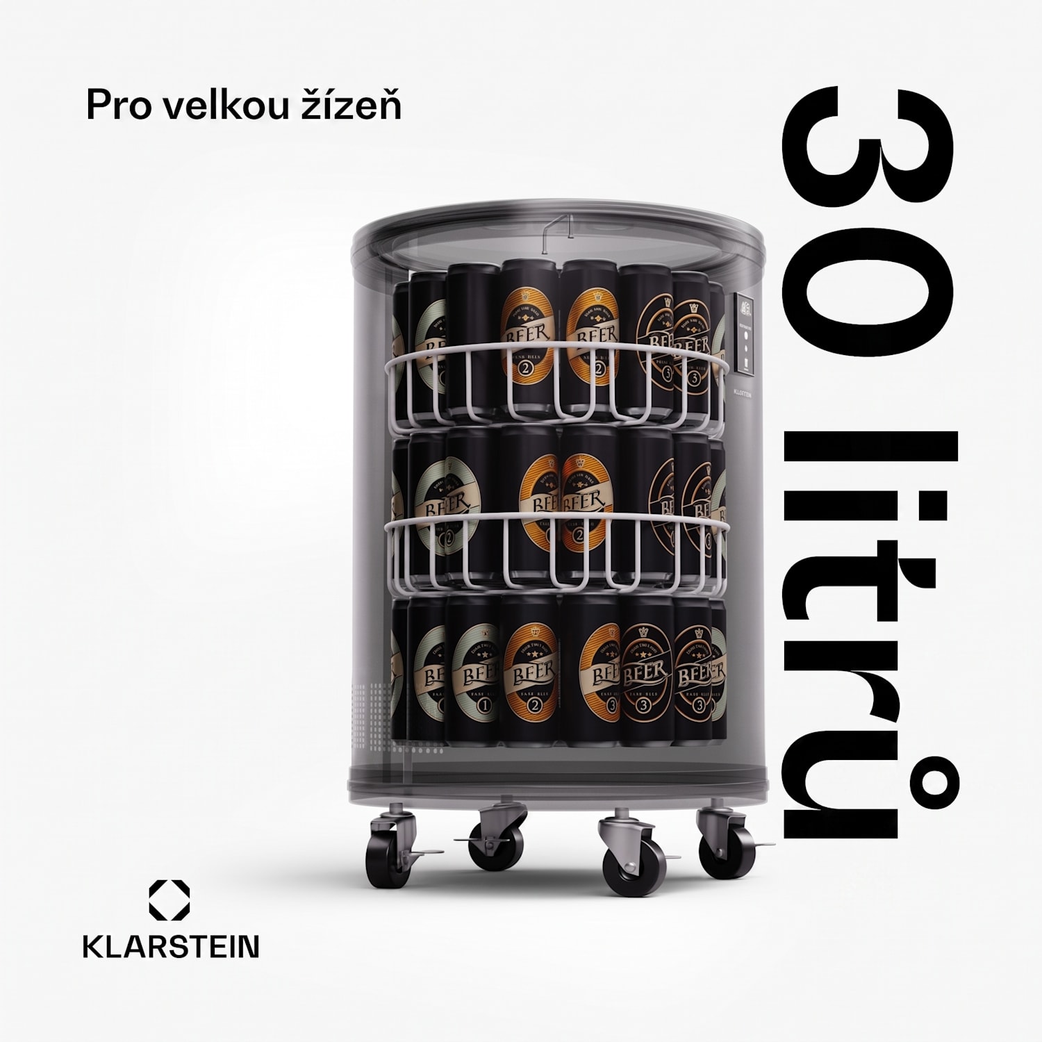 Mr. Barbot 30, lednice na nápoje, barová lednice, 30 litrů, 0-16 °C, mobilní 30 litrů | Černá