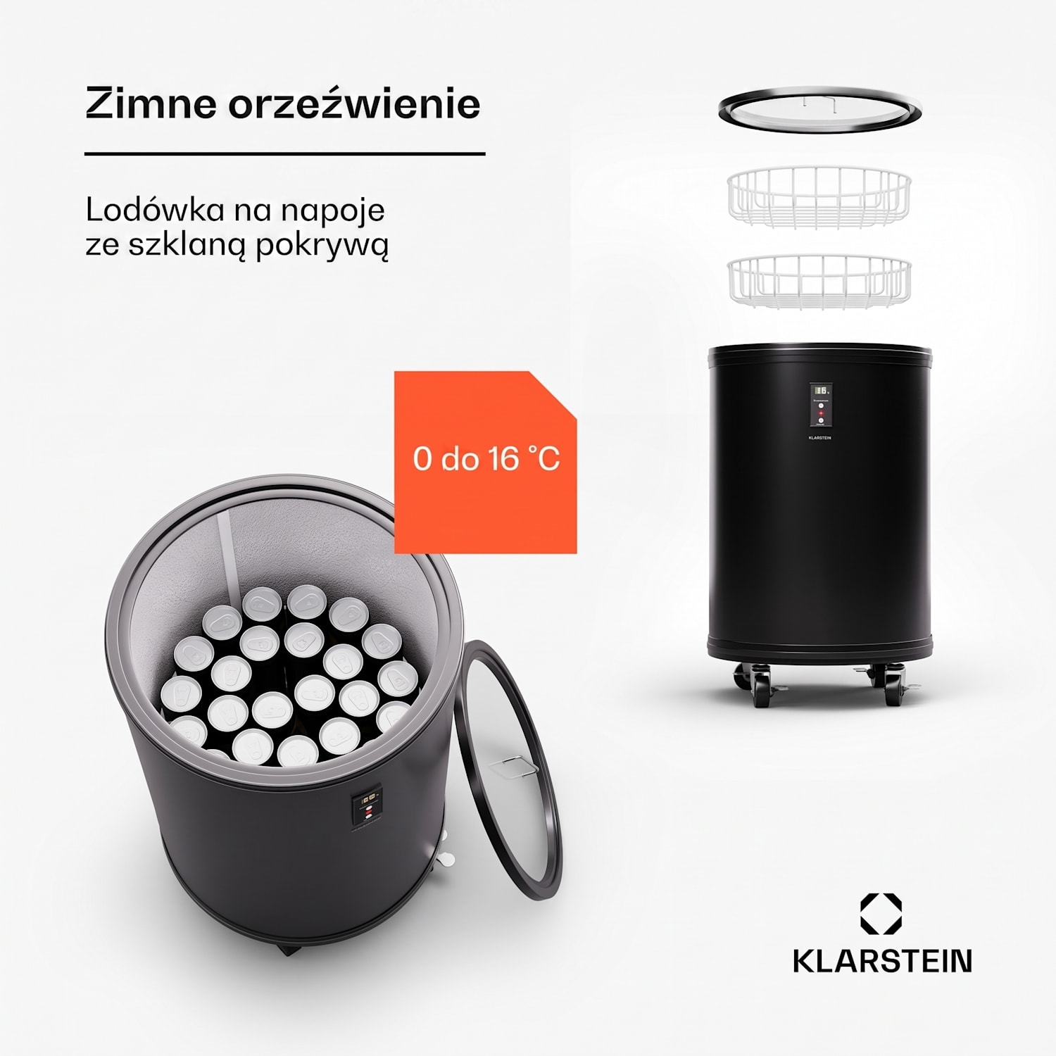 Mr. Barbot 30, lodówka na napoje, chłodziarka, 30 l, 0-16°C, mobilna 30 litrów | Czarny