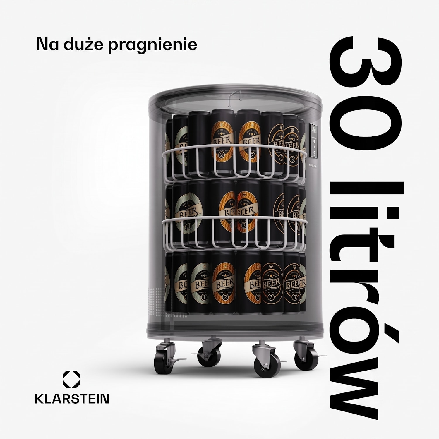 Mr. Barbot 30, lodówka na napoje, chłodziarka, 30 l, 0-16°C, mobilna 30 litrów | Czarny