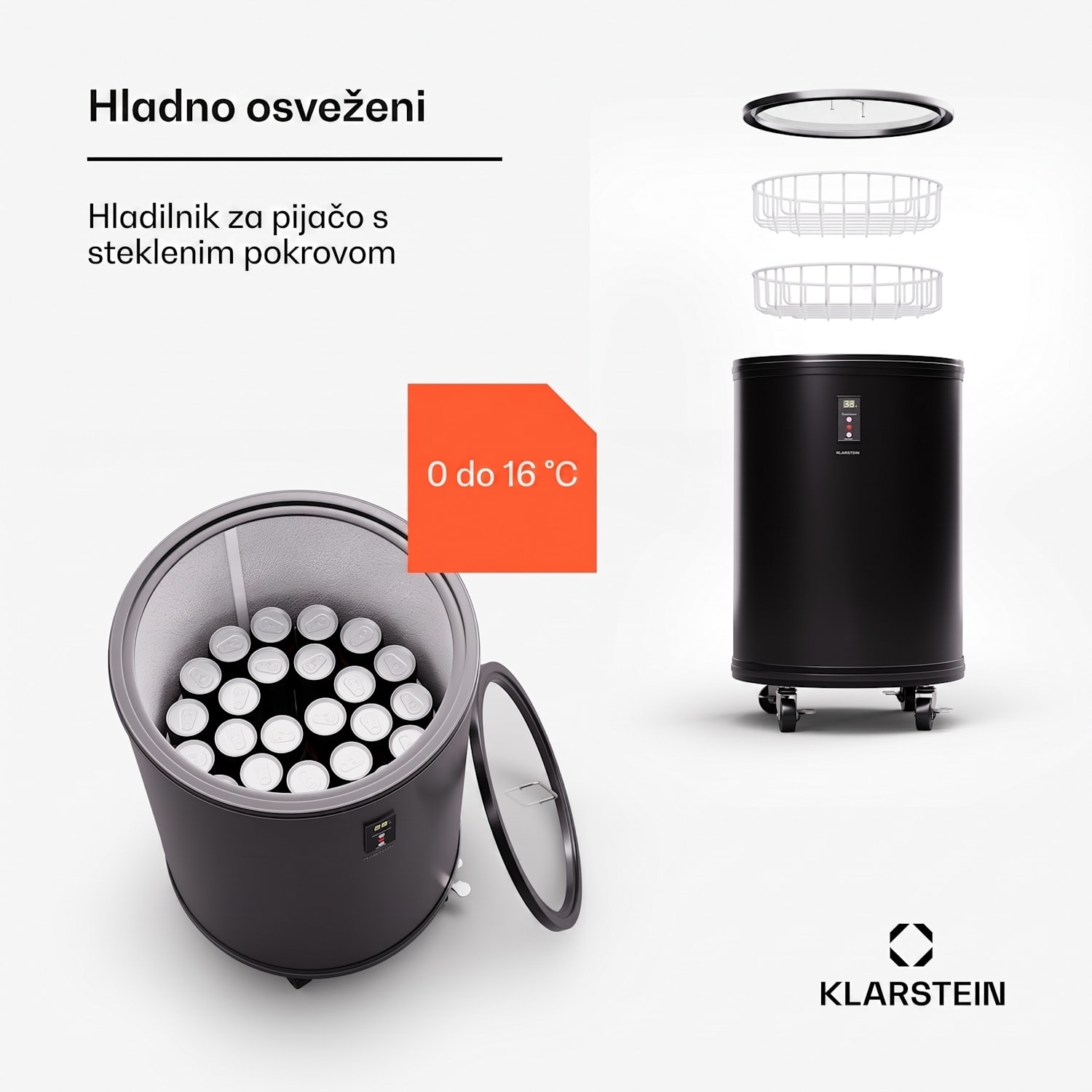 Mr. Barbot 30, hladilnik za pijačo, barski hladilnik, 30 litrov, 0-16 °C, mobilni 30 litrov | Črna