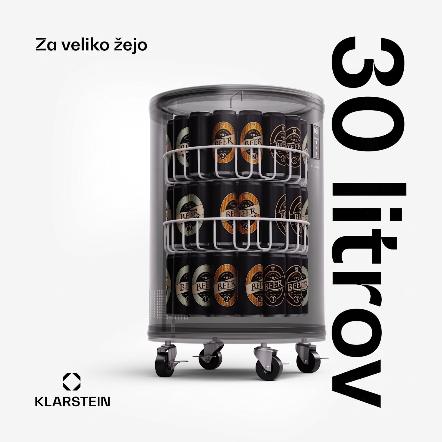 Mr. Barbot 30, hladilnik za pijačo, barski hladilnik, 30 litrov, 0-16 °C, mobilni 30 litrov | Črna
