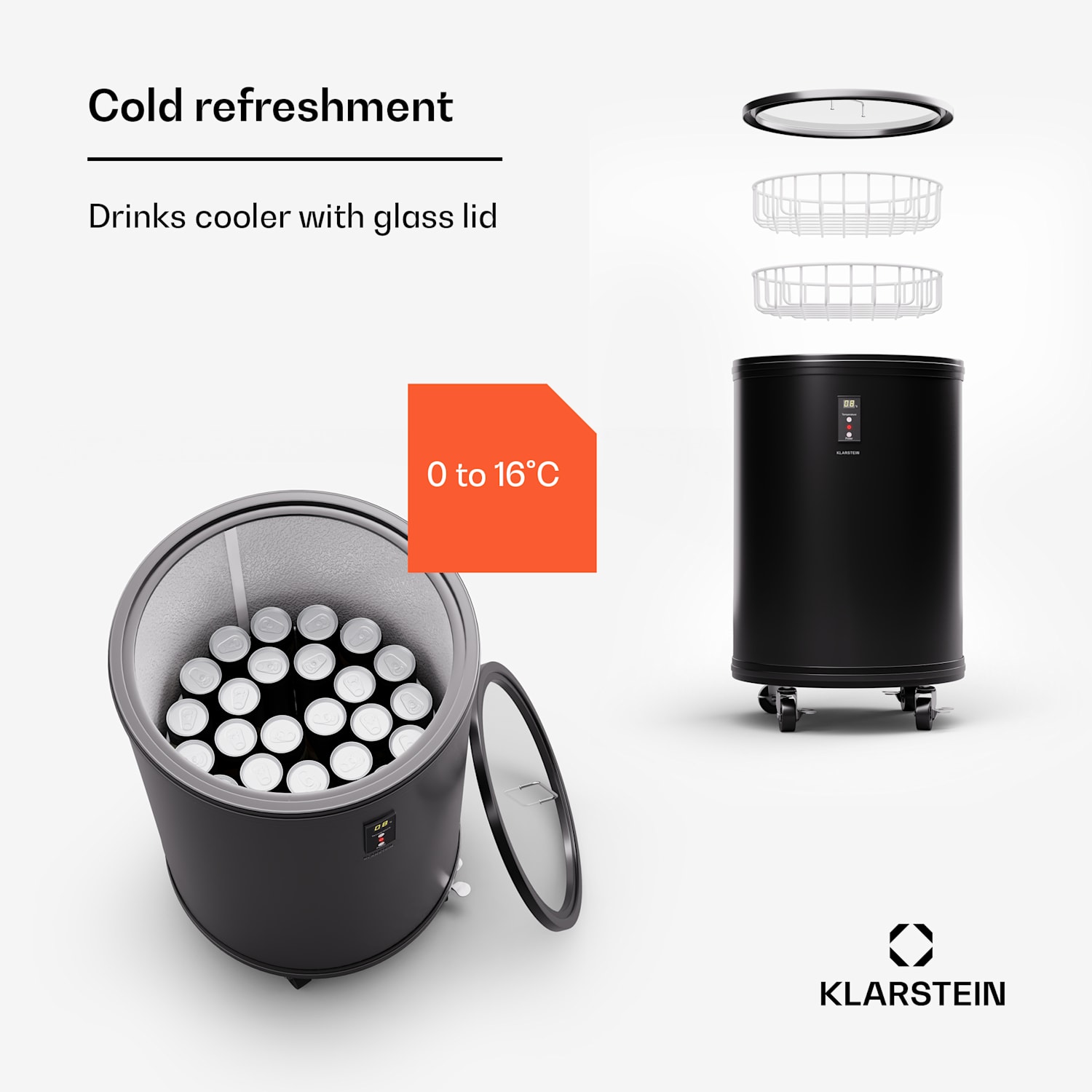 Mr. Barbot 30 drinks cooler bar fridge 30 litres 0-16 °C mobile 30 Ltr | Black