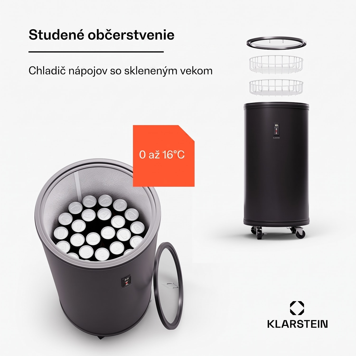 Mr. Barbot 50, chladnička na nápoje, barová chladnička, 50 litrov, 0-16 °C, mobilná 50 litrov | Čierna