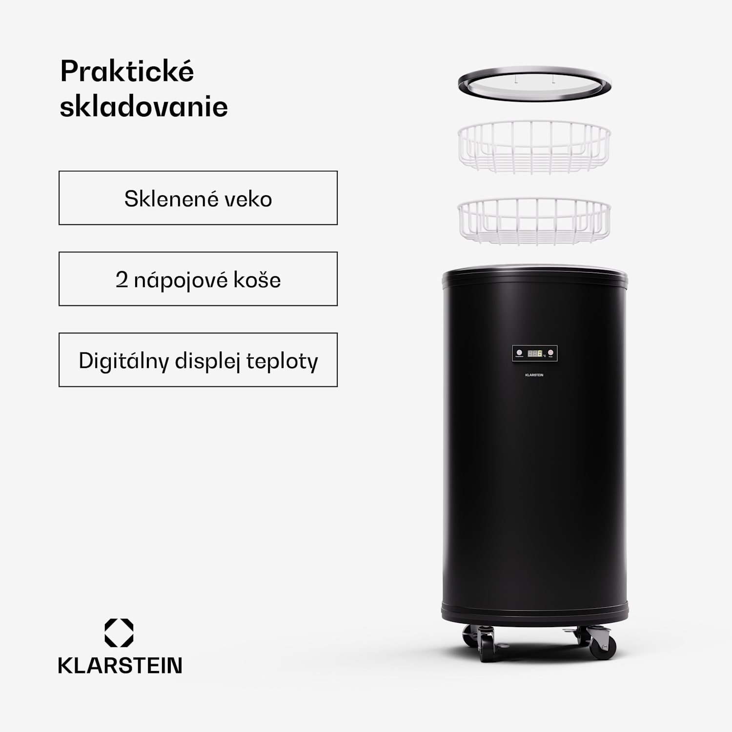 Mr. Barbot 75, chladnička na nápoje, barová chladnička, 75 litrov, 0-16 °C, mobilná 75 Ltr | Čierna