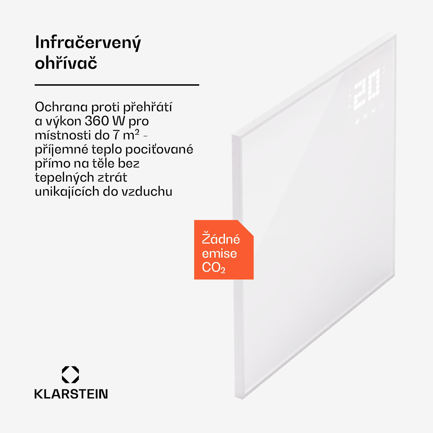 Wonderwall Smart Bornholm, infračervený ohřívač, 70 x 60 cm, App, 360 W 60 x 60 cm | 360 W | Bílá