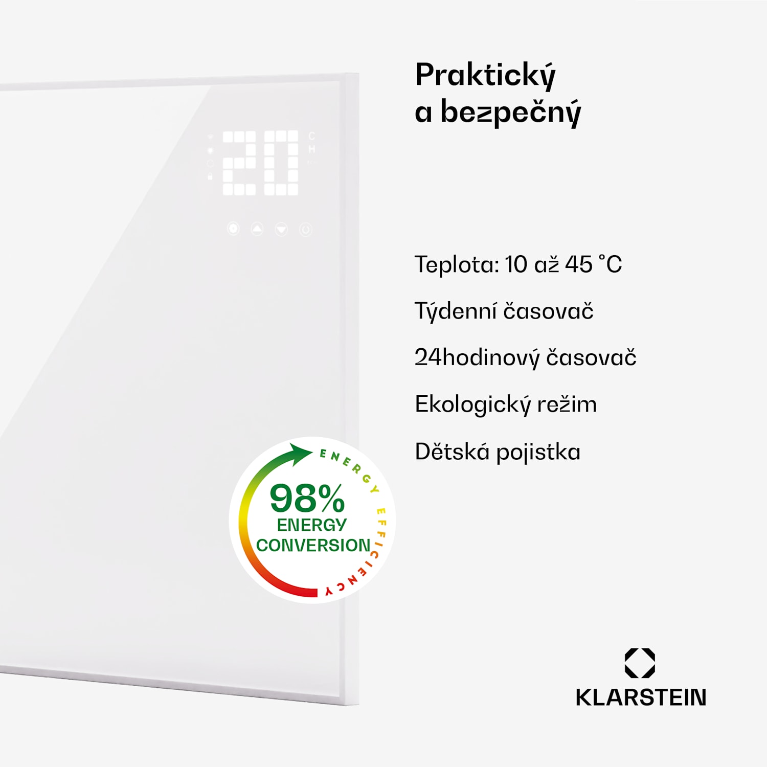 Wonderwall Smart Bornholm, infračervený ohřívač, 70 x 60 cm, App, 360 W 60 x 60 cm | 360 W | Bílá