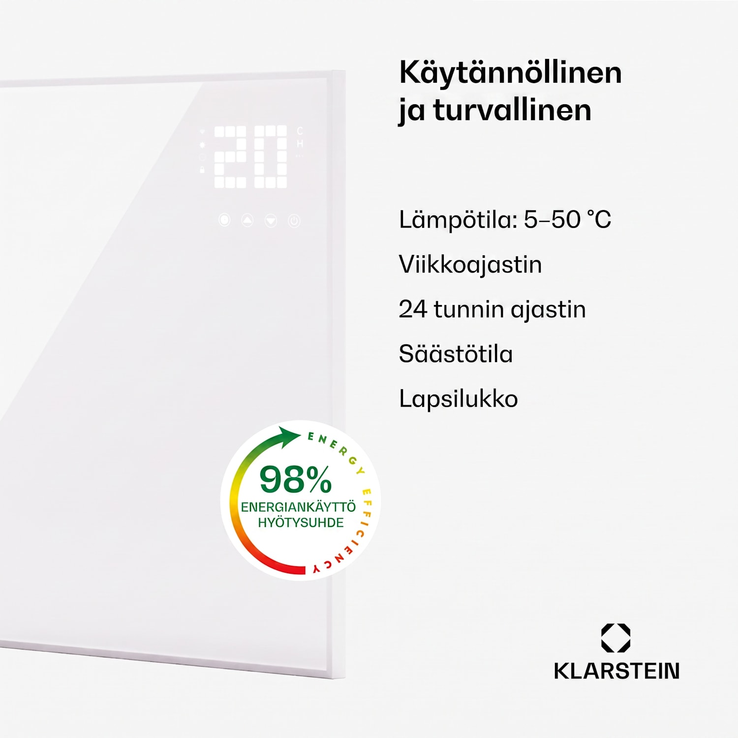 Wonderwall Smart Bornholm -infrapunalämmitin 70x60cm sovellus 360W 60 x 60 cm | 360 W | Valkoinen
