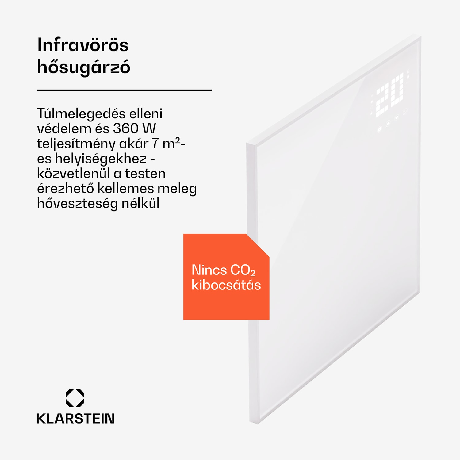 Wonderwall Smart Bornholm, infravörös fűtőtest, 70 x 60 cm, App, 360 W 