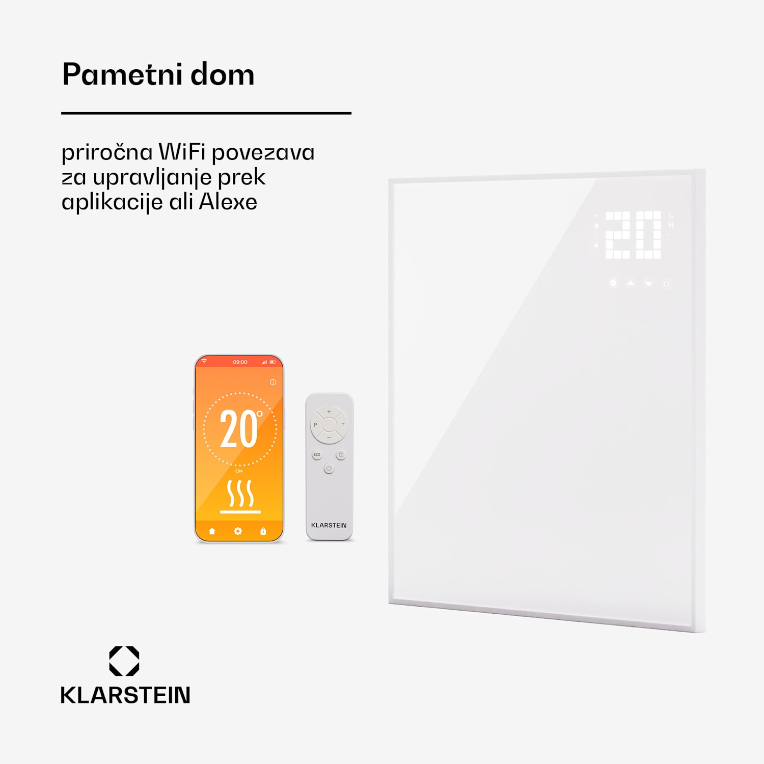 Wonderwall Smart Bornholm, infrardeči grelnik, 70x60cm, App, 360 W 60 x 60 cm | 360 W | Bela