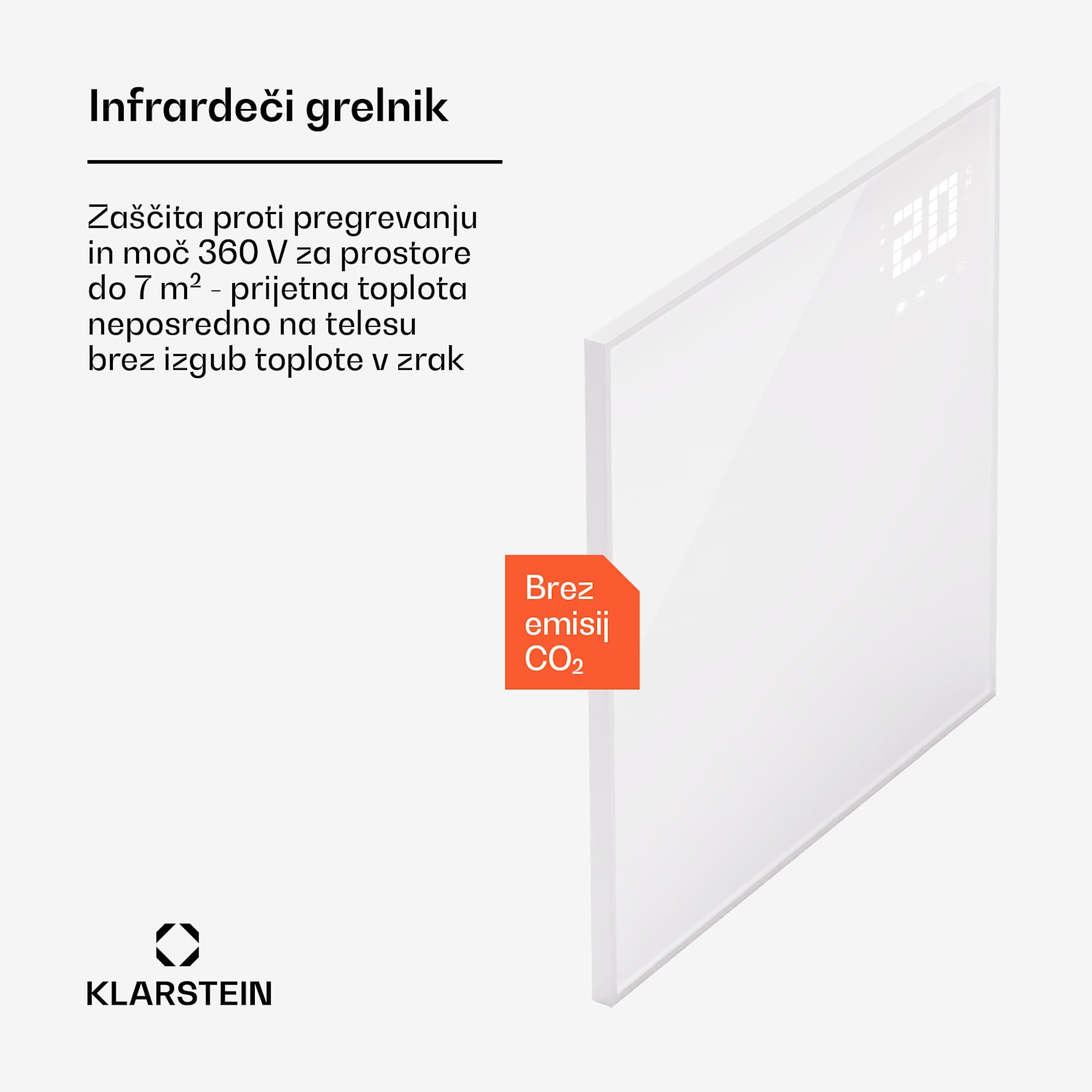 Wonderwall Smart Bornholm, infrardeči grelnik, 70x60cm, App, 360 W 60 x 60 cm | 360 W | Bela