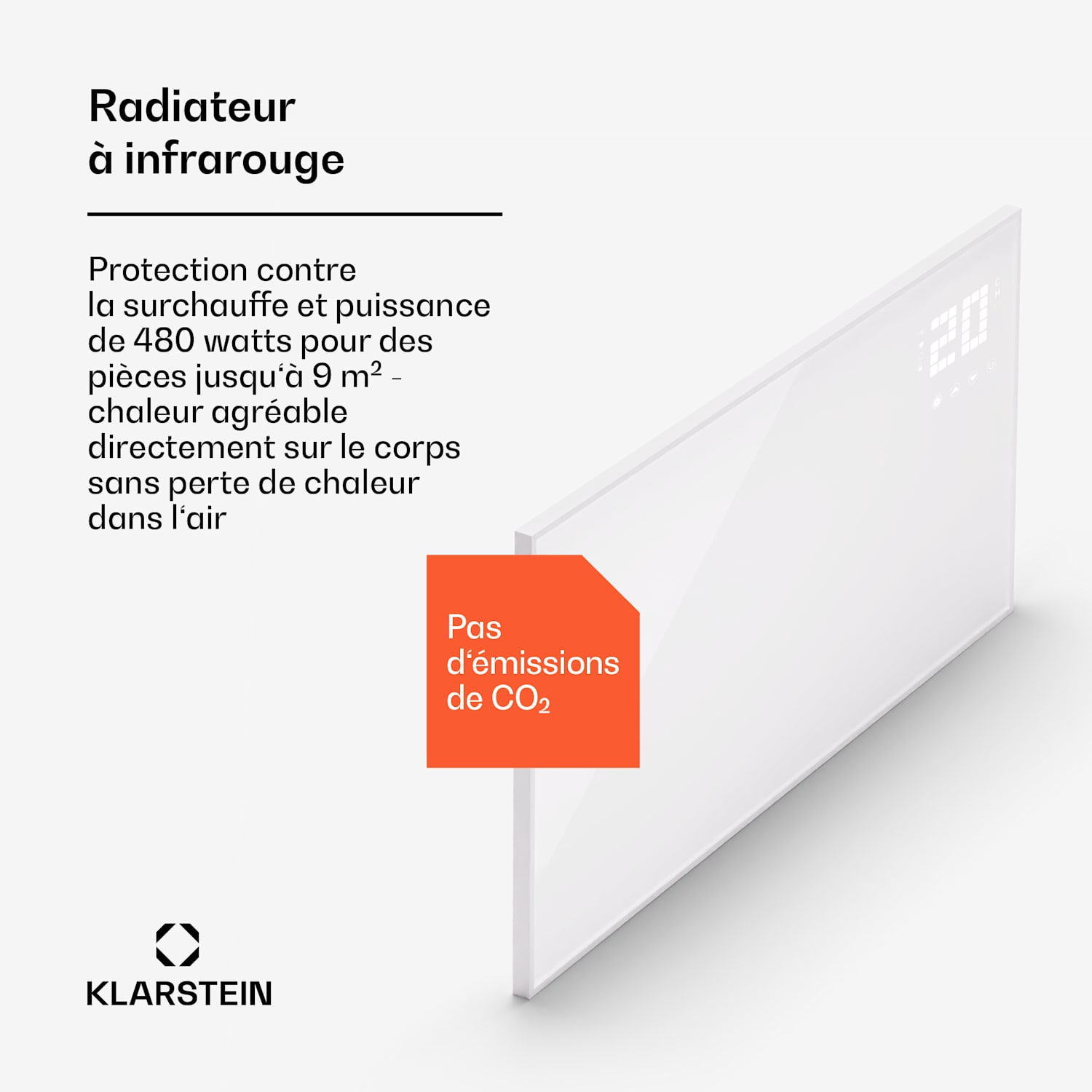 Wonderwall Smart Bornholm radiateur infrarouge 100x55cm App 480W 