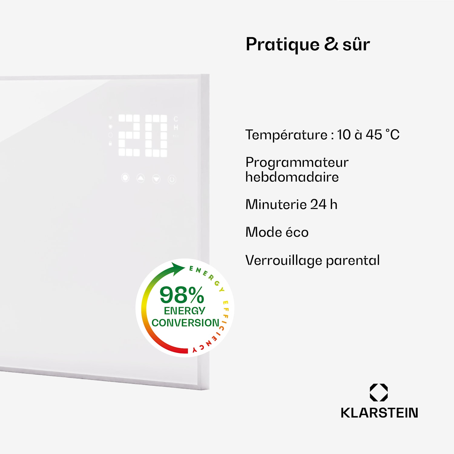 Wonderwall Smart Bornholm radiateur infrarouge 100x55cm App 480W 