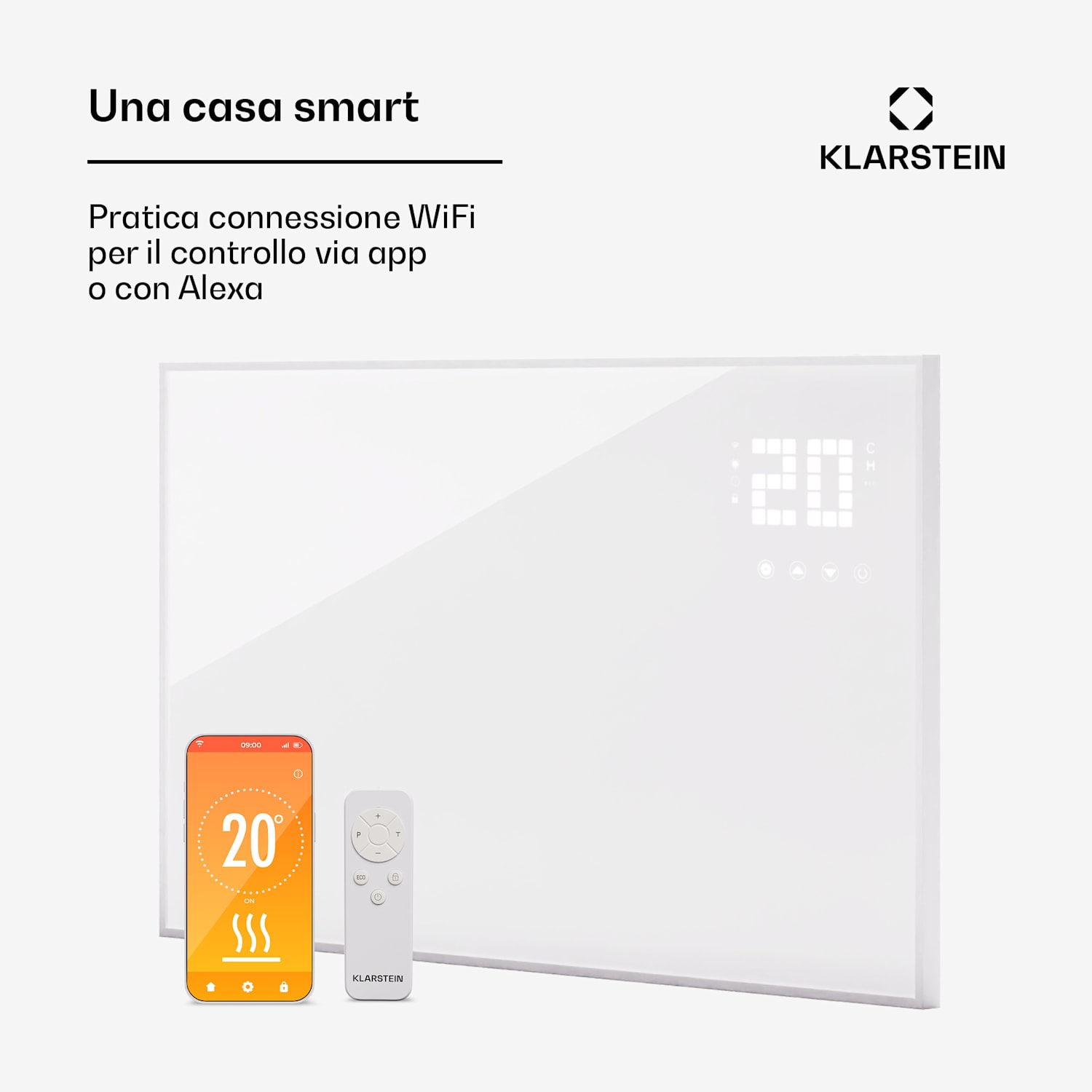 Wonderwall Smart Bornholm - Stufa a infrarossi, 100 x 55 cm, app, 480W 